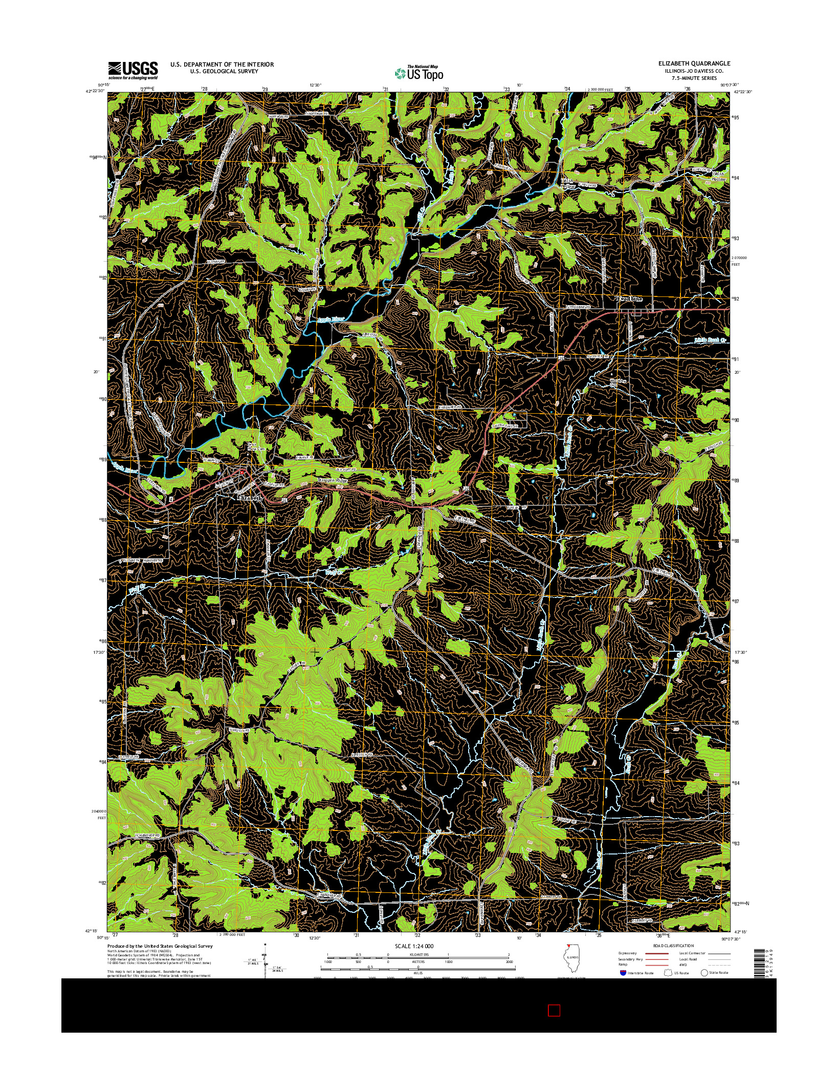 USGS US TOPO 7.5-MINUTE MAP FOR ELIZABETH, IL 2015