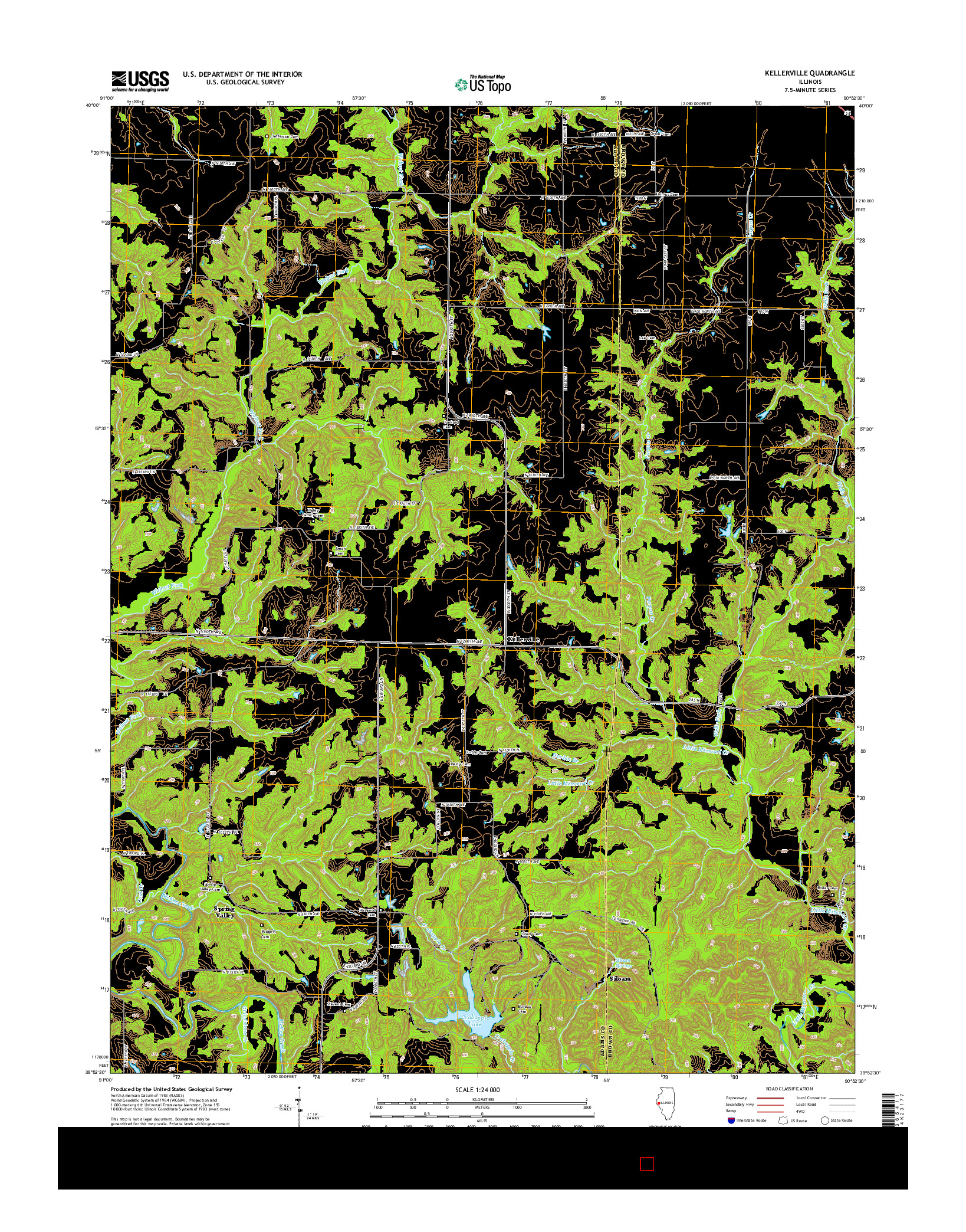 USGS US TOPO 7.5-MINUTE MAP FOR KELLERVILLE, IL 2015