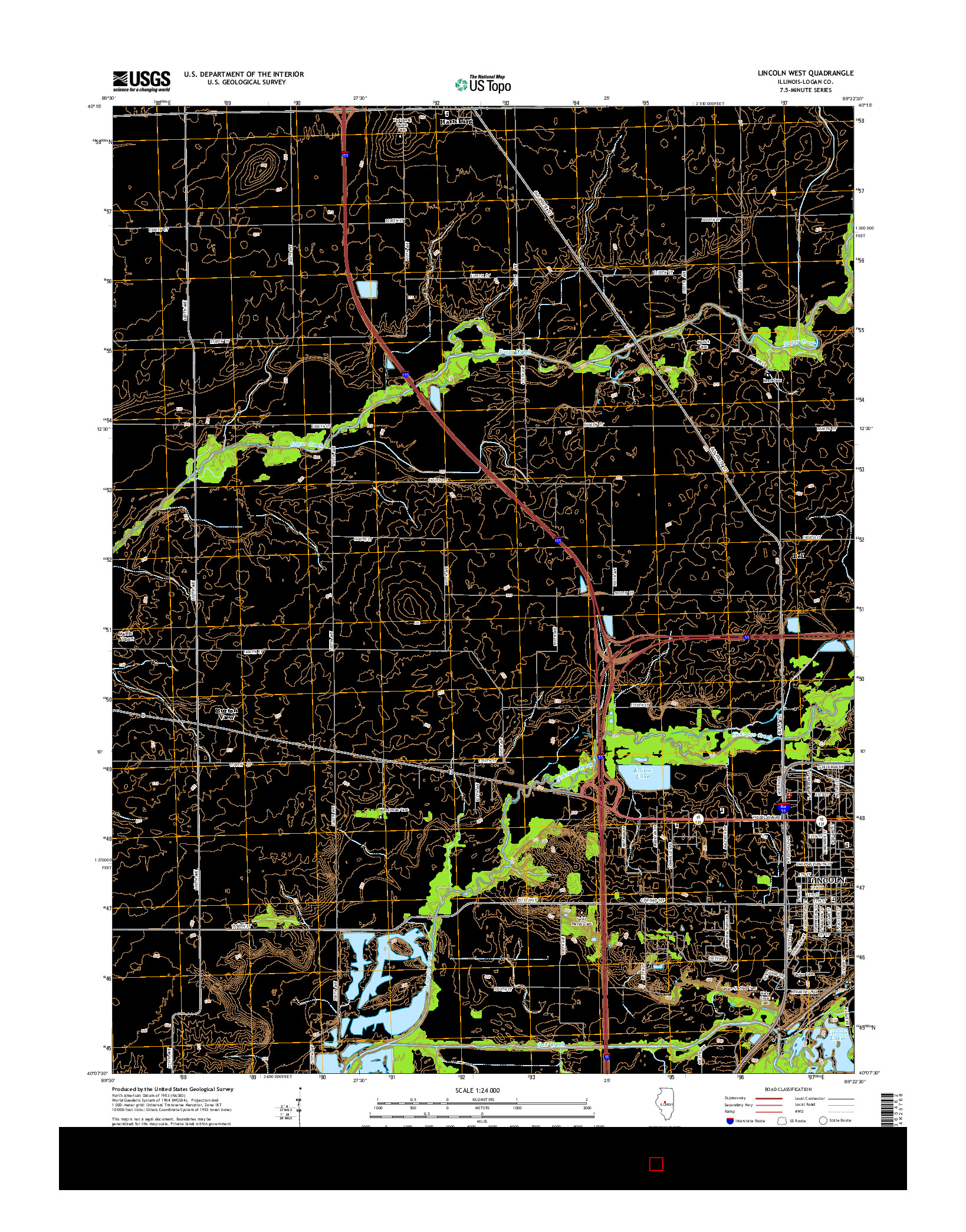 USGS US TOPO 7.5-MINUTE MAP FOR LINCOLN WEST, IL 2015