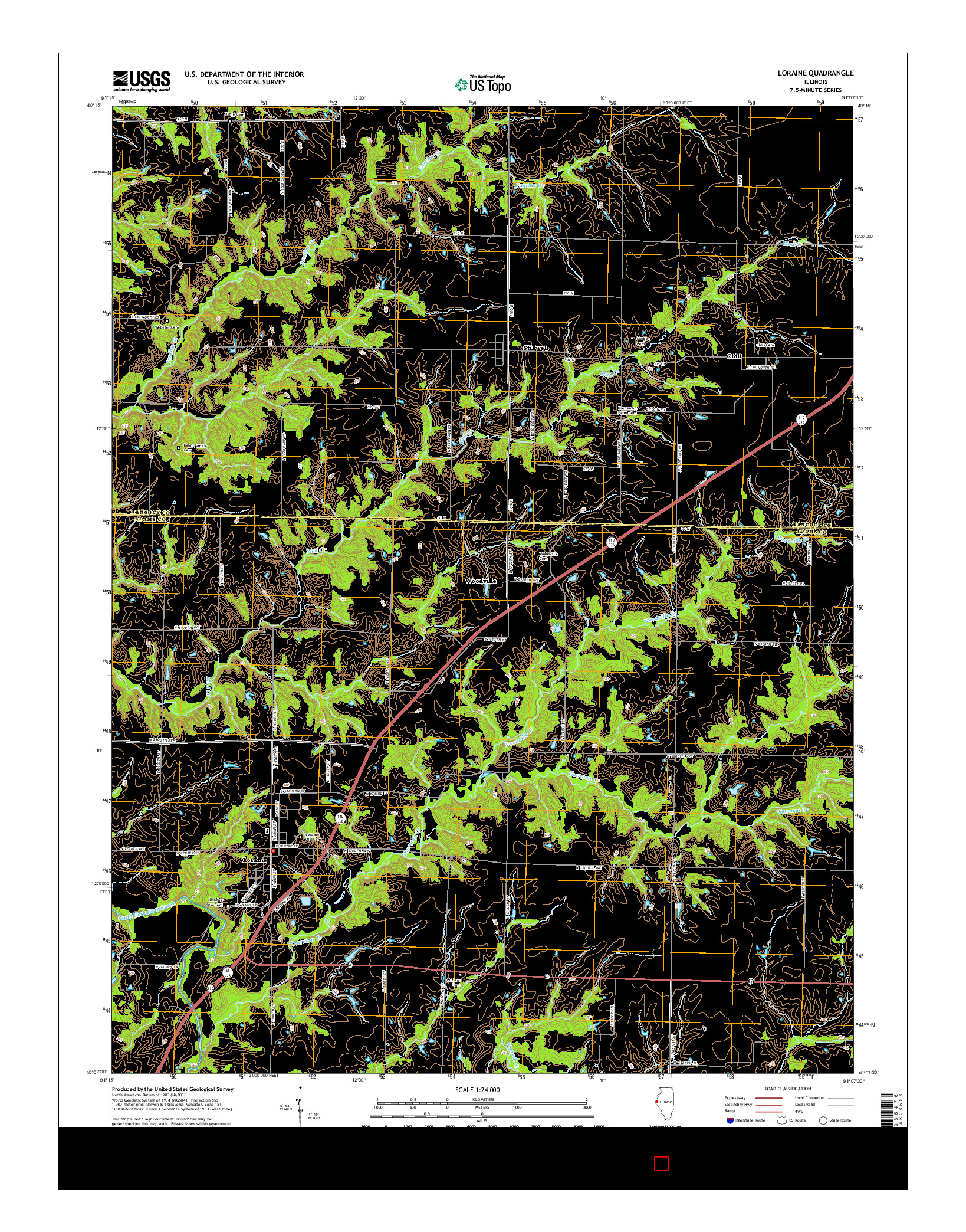 USGS US TOPO 7.5-MINUTE MAP FOR LORAINE, IL 2015