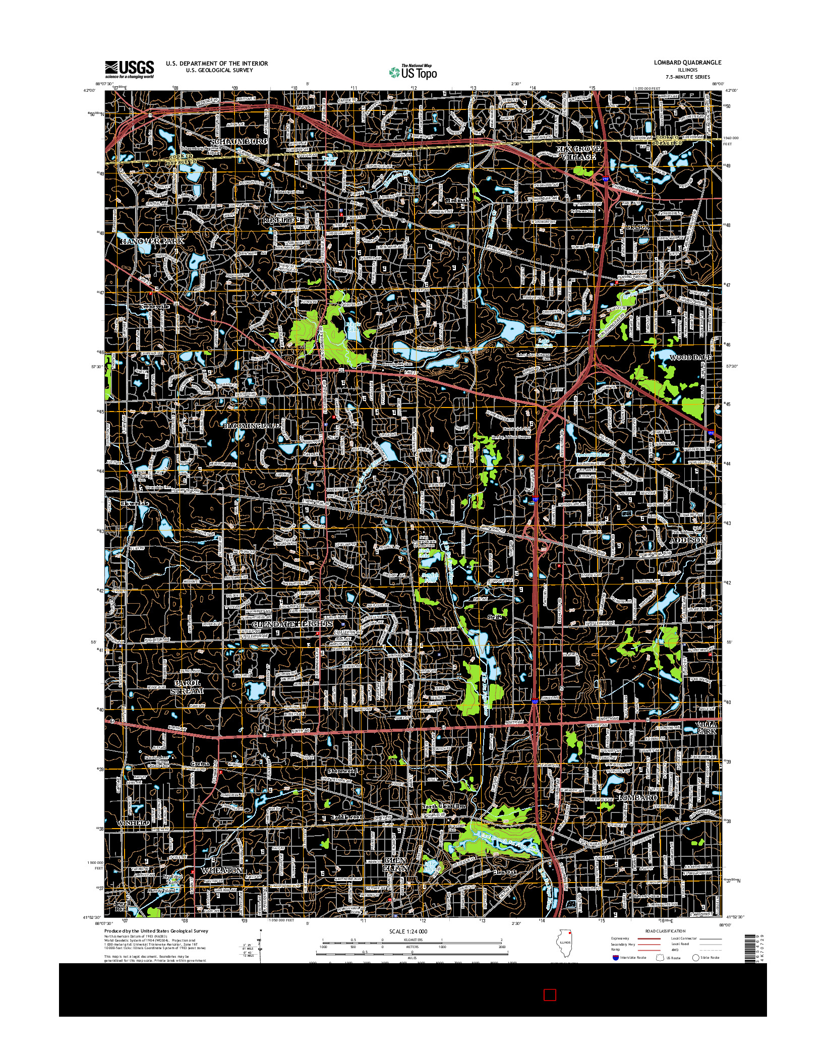 USGS US TOPO 7.5-MINUTE MAP FOR LOMBARD, IL 2015