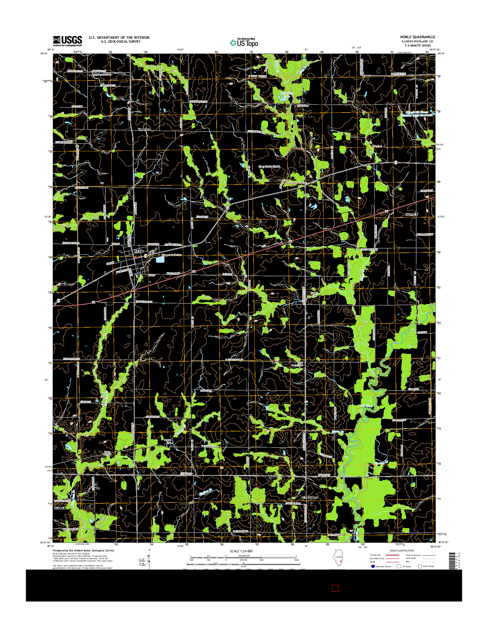 USGS US TOPO 7.5-MINUTE MAP FOR NOBLE, IL 2015