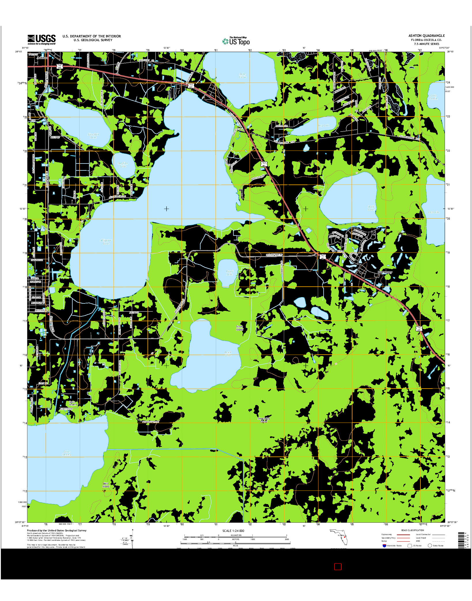 USGS US TOPO 7.5-MINUTE MAP FOR ASHTON, FL 2015