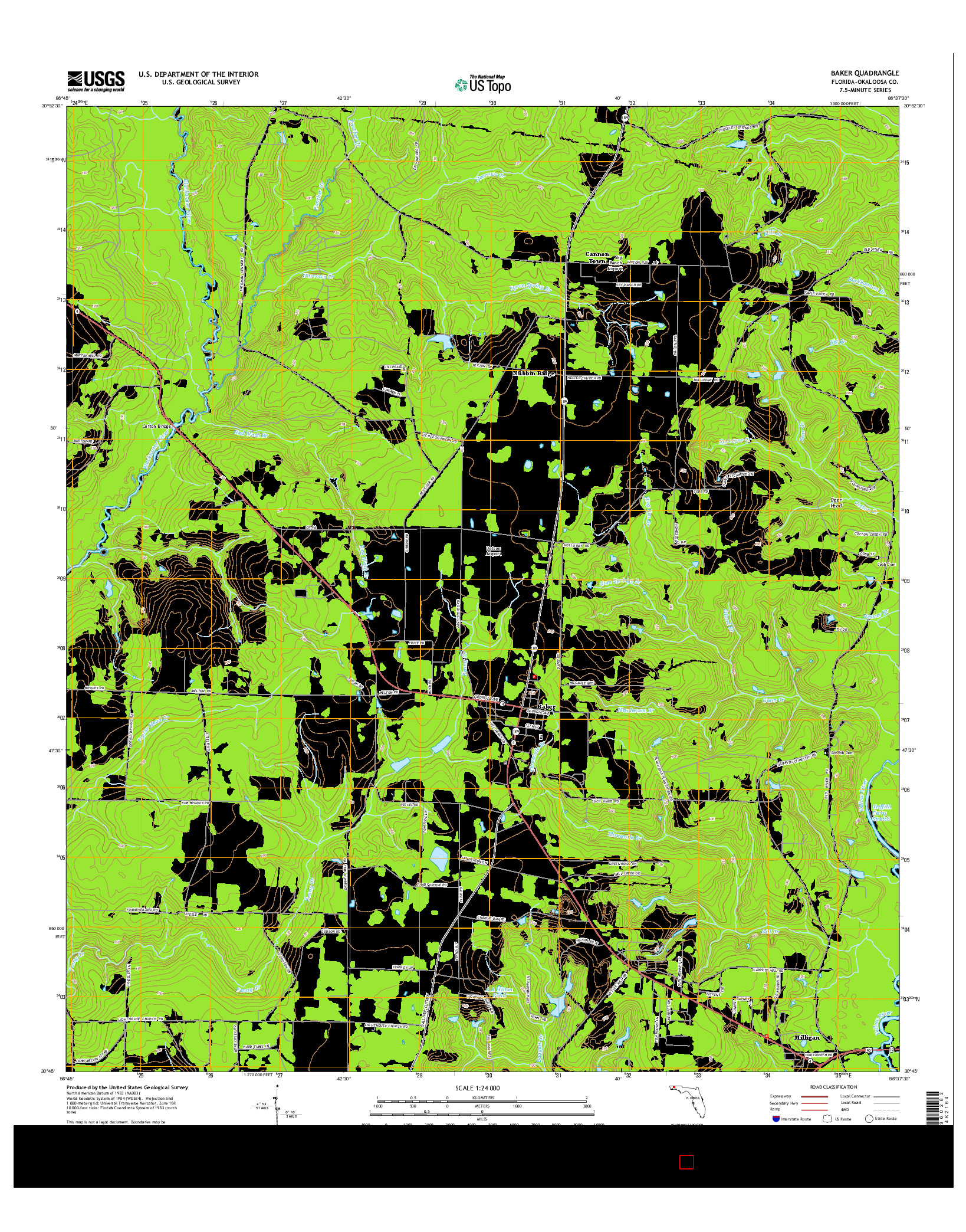 USGS US TOPO 7.5-MINUTE MAP FOR BAKER, FL 2015