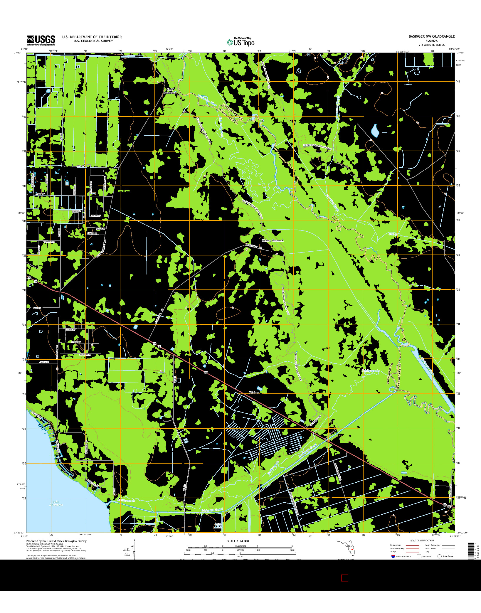 USGS US TOPO 7.5-MINUTE MAP FOR BASINGER NW, FL 2015