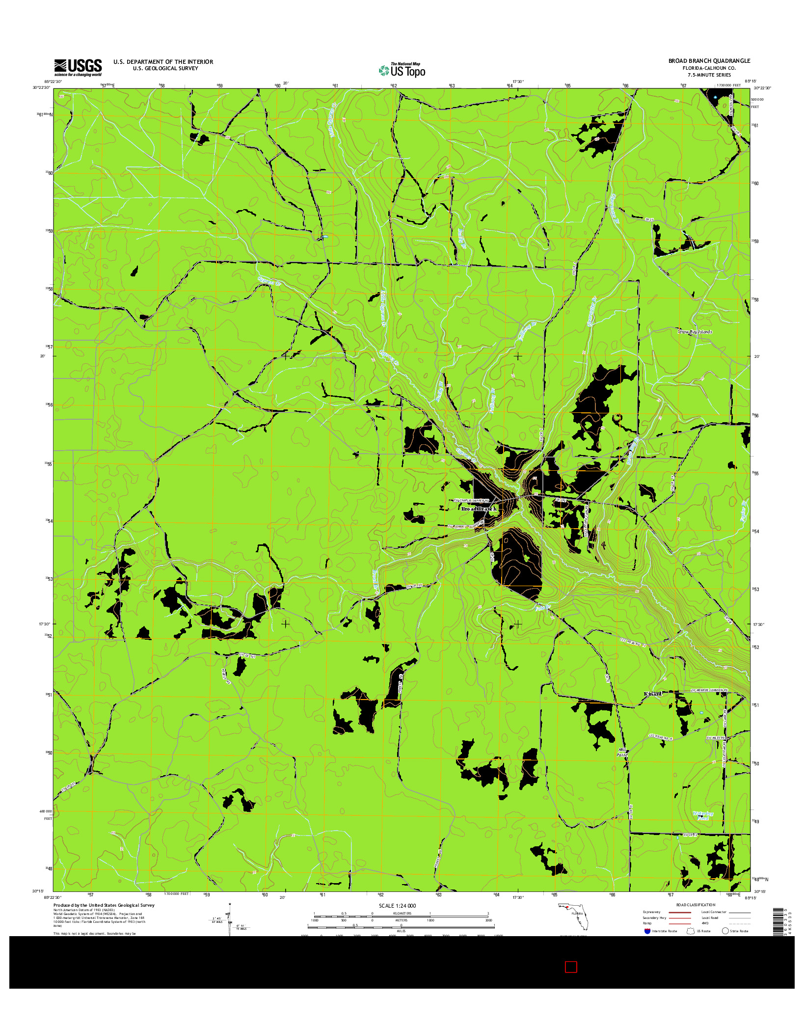 USGS US TOPO 7.5-MINUTE MAP FOR BROAD BRANCH, FL 2015