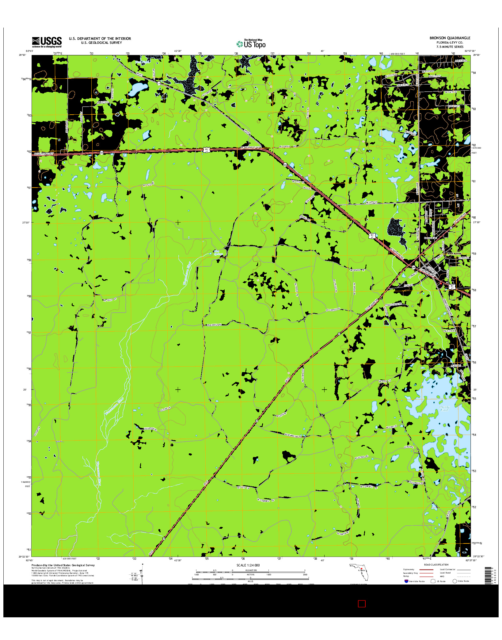 USGS US TOPO 7.5-MINUTE MAP FOR BRONSON, FL 2015