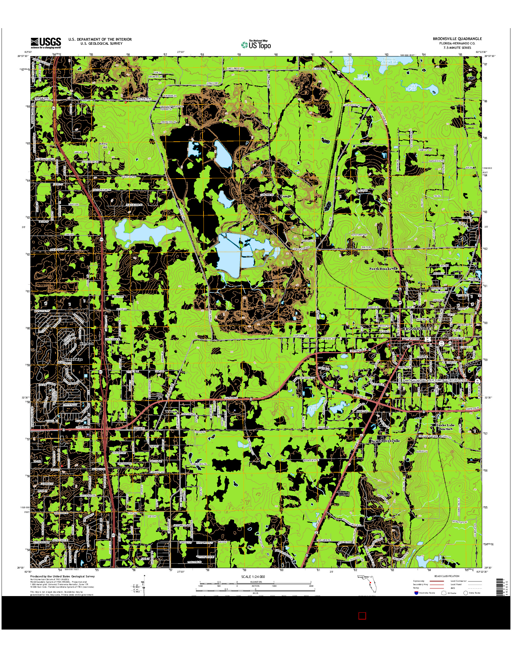 USGS US TOPO 7.5-MINUTE MAP FOR BROOKSVILLE, FL 2015