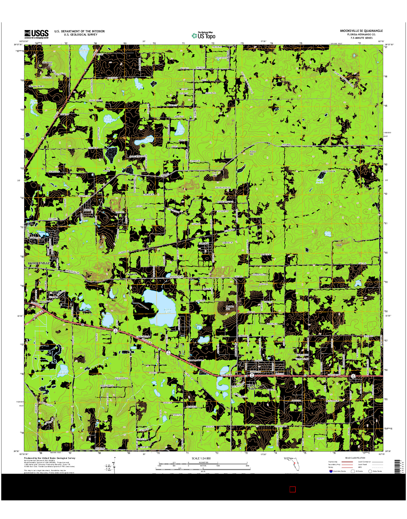 USGS US TOPO 7.5-MINUTE MAP FOR BROOKSVILLE SE, FL 2015