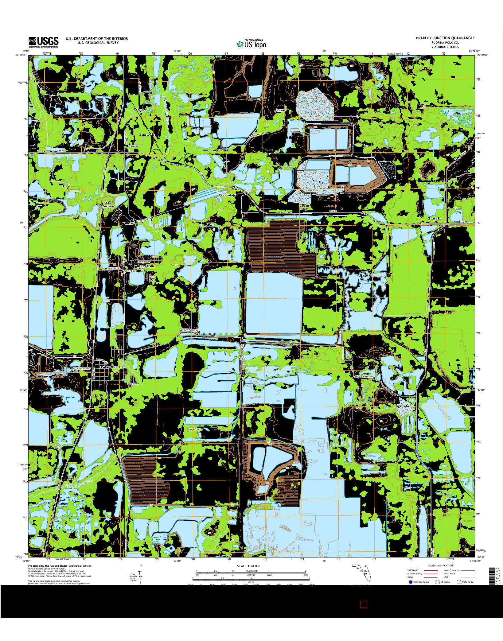 USGS US TOPO 7.5-MINUTE MAP FOR BRADLEY JUNCTION, FL 2015