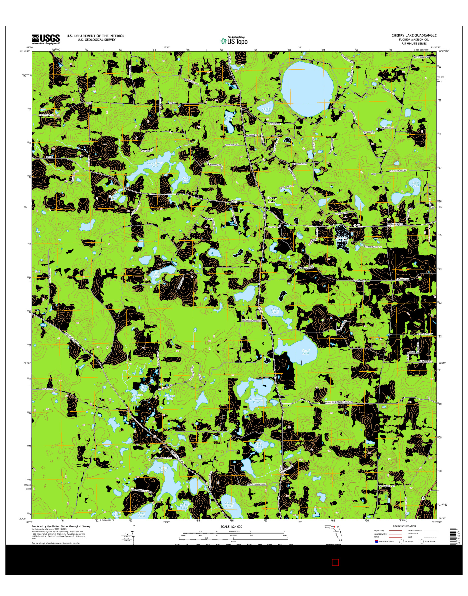 USGS US TOPO 7.5-MINUTE MAP FOR CHERRY LAKE, FL 2015