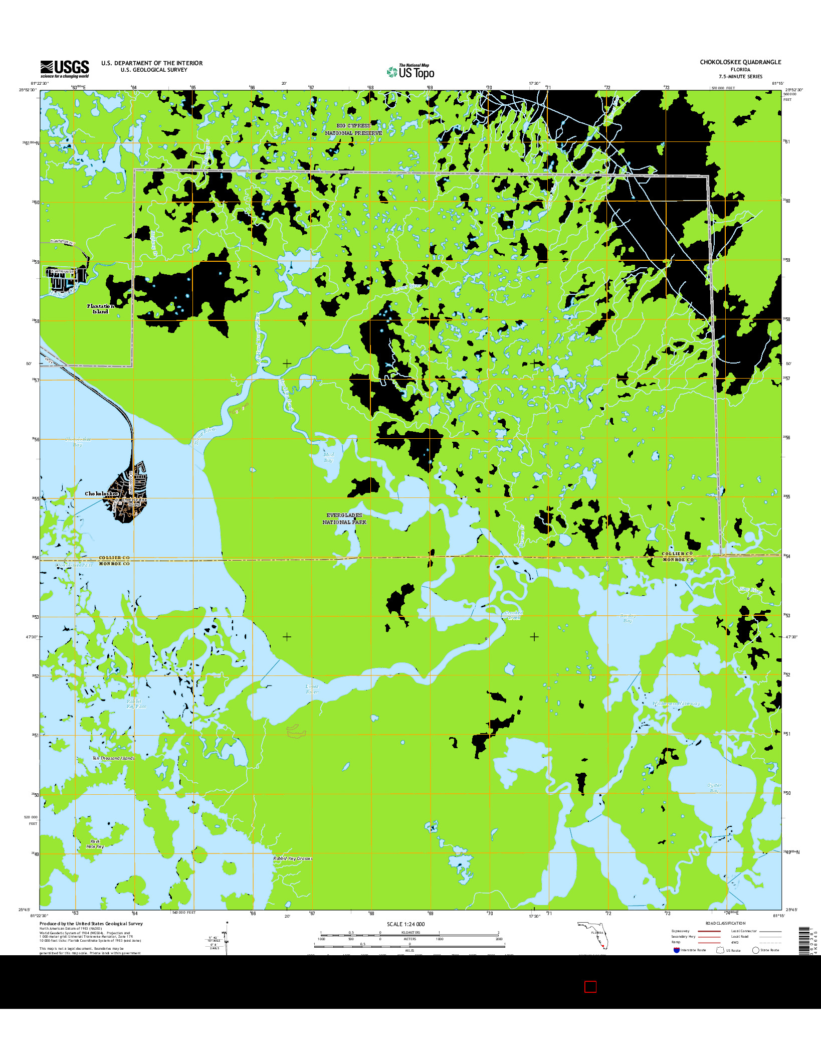 USGS US TOPO 7.5-MINUTE MAP FOR CHOKOLOSKEE, FL 2015