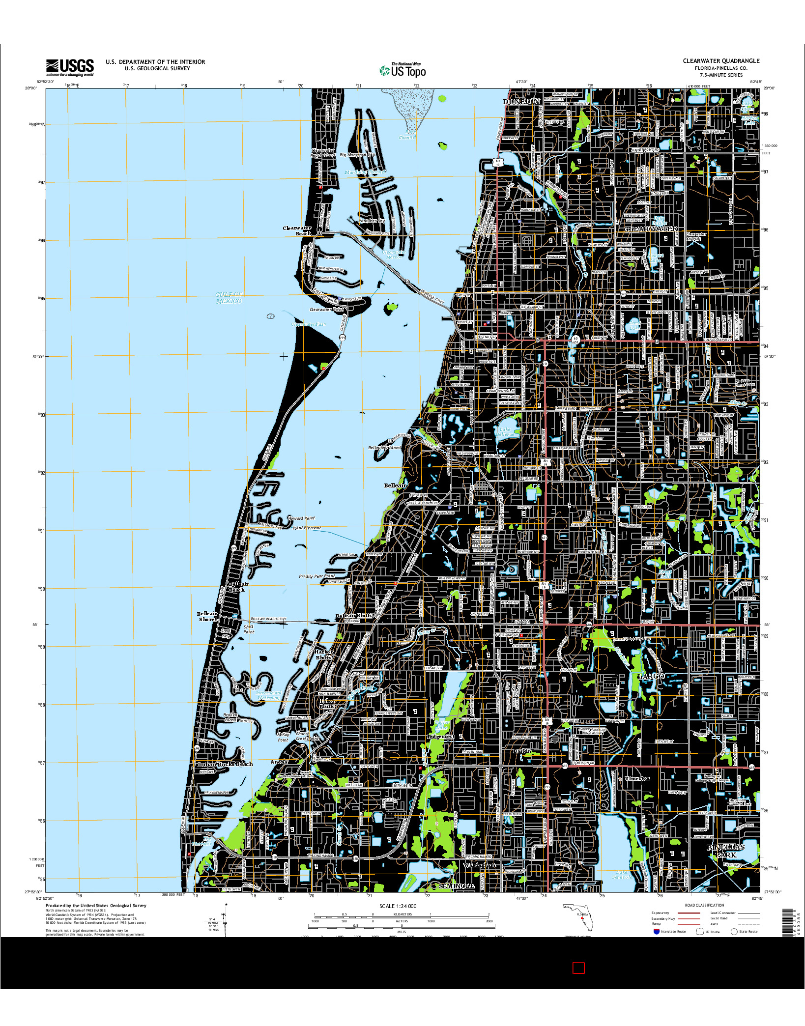 USGS US TOPO 7.5-MINUTE MAP FOR CLEARWATER, FL 2015