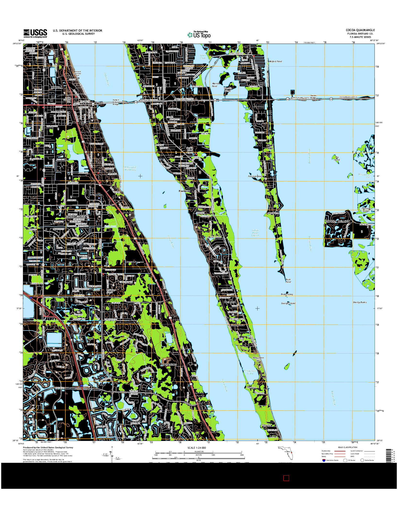 USGS US TOPO 7.5-MINUTE MAP FOR COCOA, FL 2015