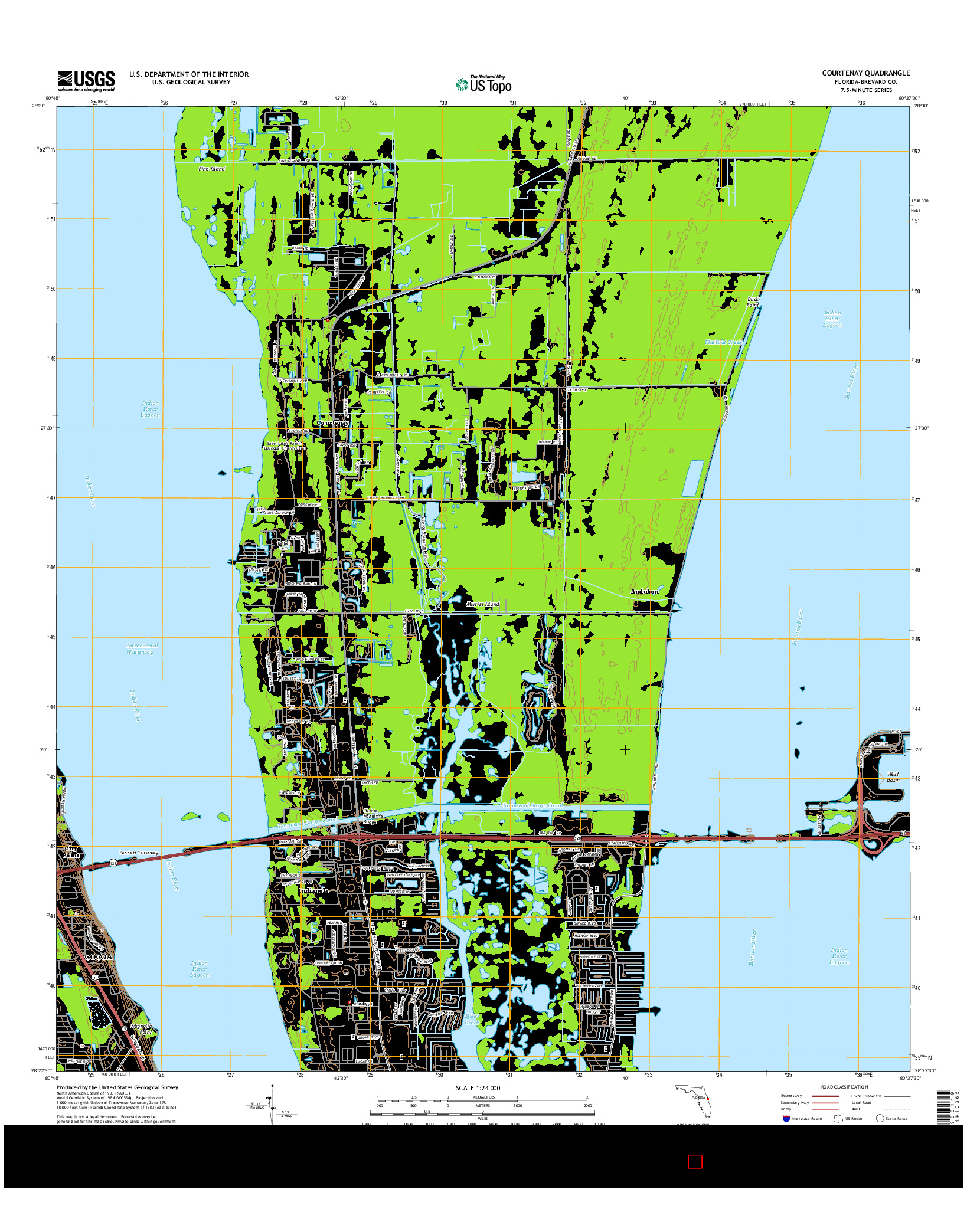 USGS US TOPO 7.5-MINUTE MAP FOR COURTENAY, FL 2015