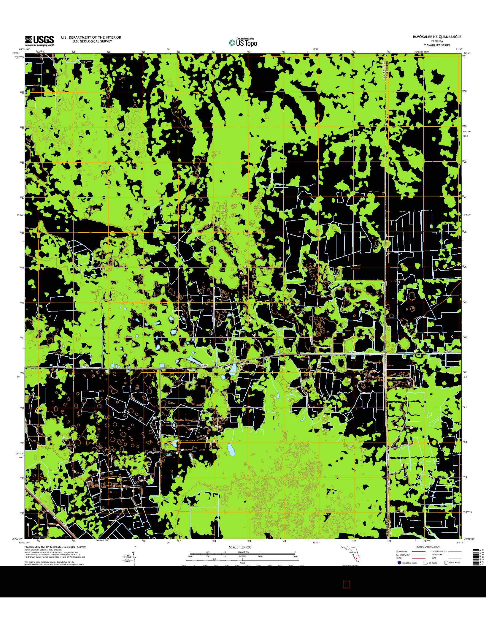 USGS US TOPO 7.5-MINUTE MAP FOR IMMOKALEE NE, FL 2015