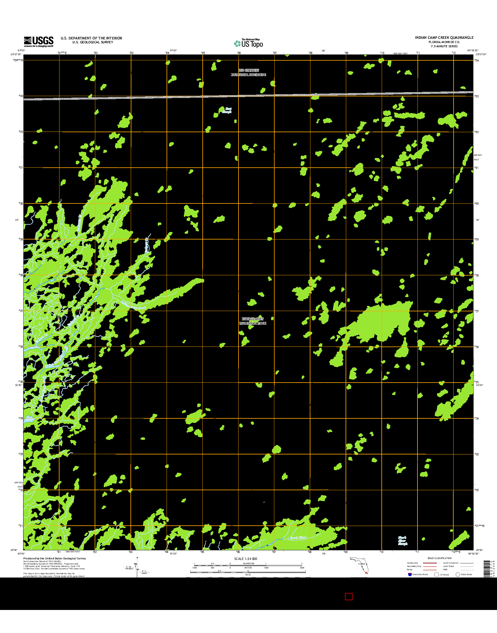 USGS US TOPO 7.5-MINUTE MAP FOR INDIAN CAMP CREEK, FL 2015