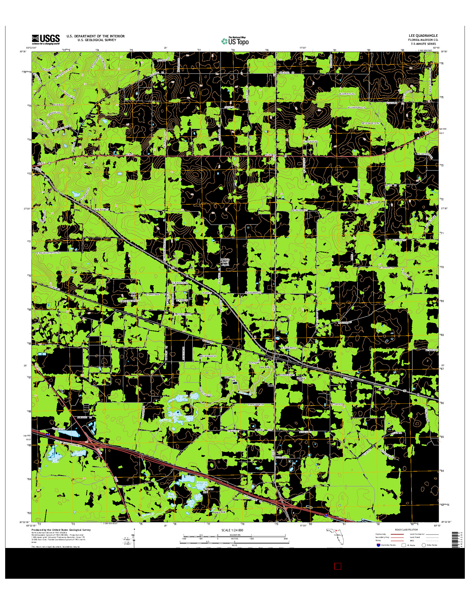 USGS US TOPO 7.5-MINUTE MAP FOR LEE, FL 2015