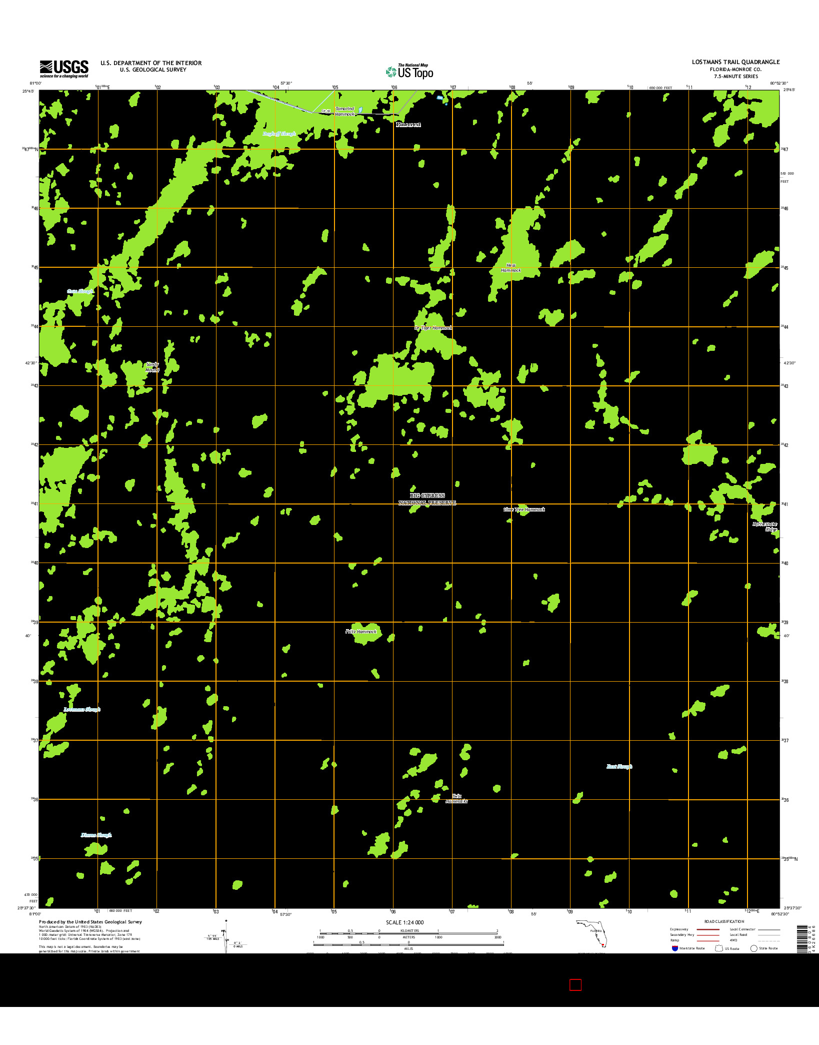 USGS US TOPO 7.5-MINUTE MAP FOR LOSTMANS TRAIL, FL 2015