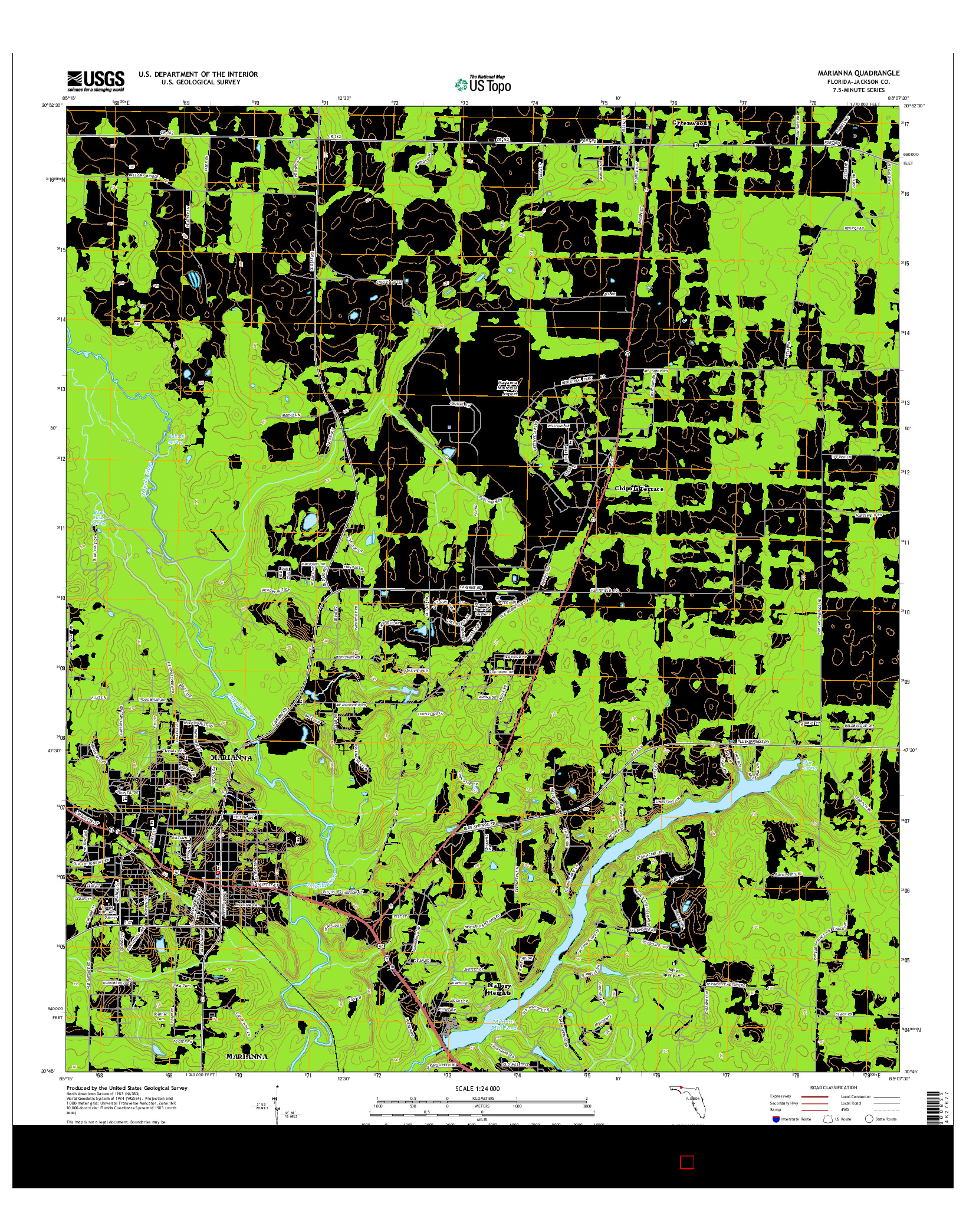 USGS US TOPO 7.5-MINUTE MAP FOR MARIANNA, FL 2015