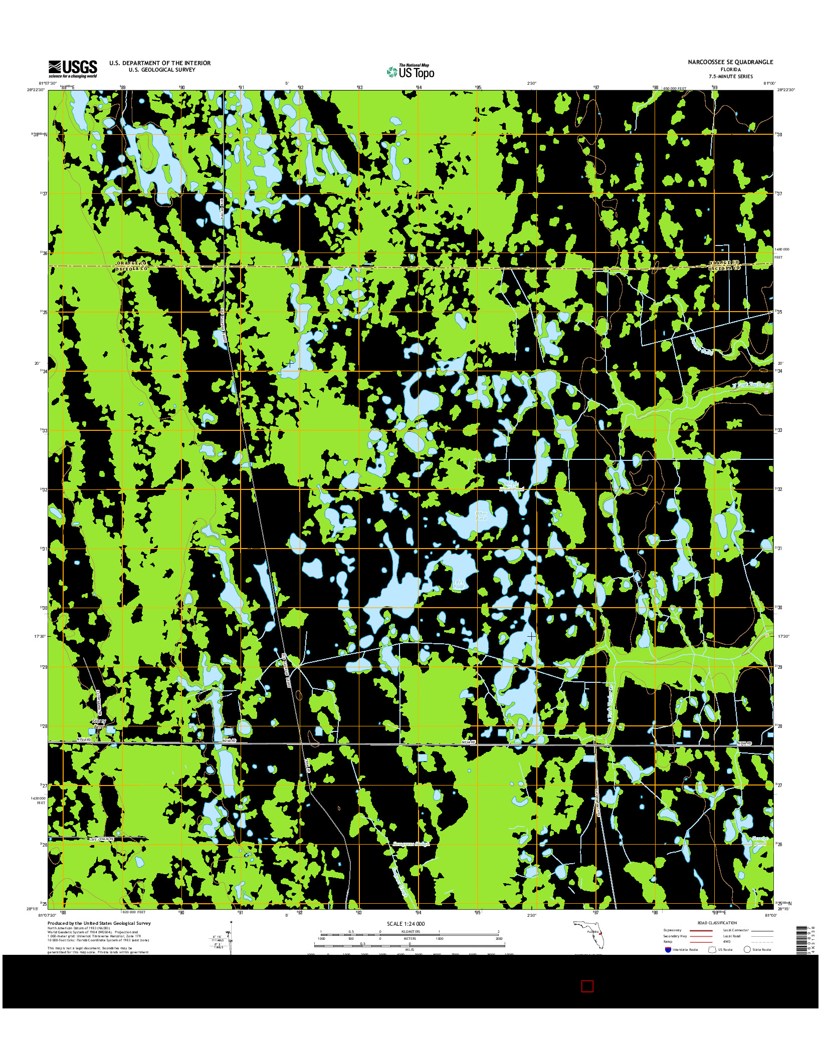 USGS US TOPO 7.5-MINUTE MAP FOR NARCOOSSEE SE, FL 2015