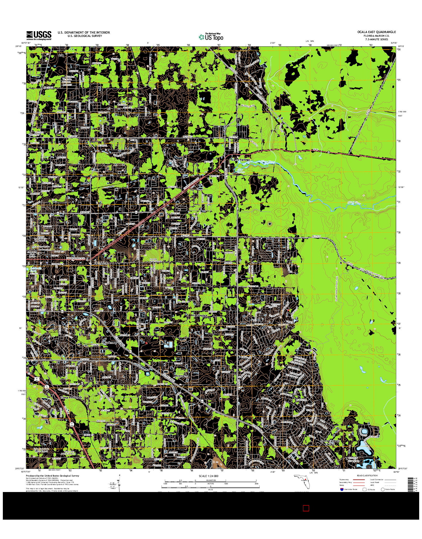 USGS US TOPO 7.5-MINUTE MAP FOR OCALA EAST, FL 2015