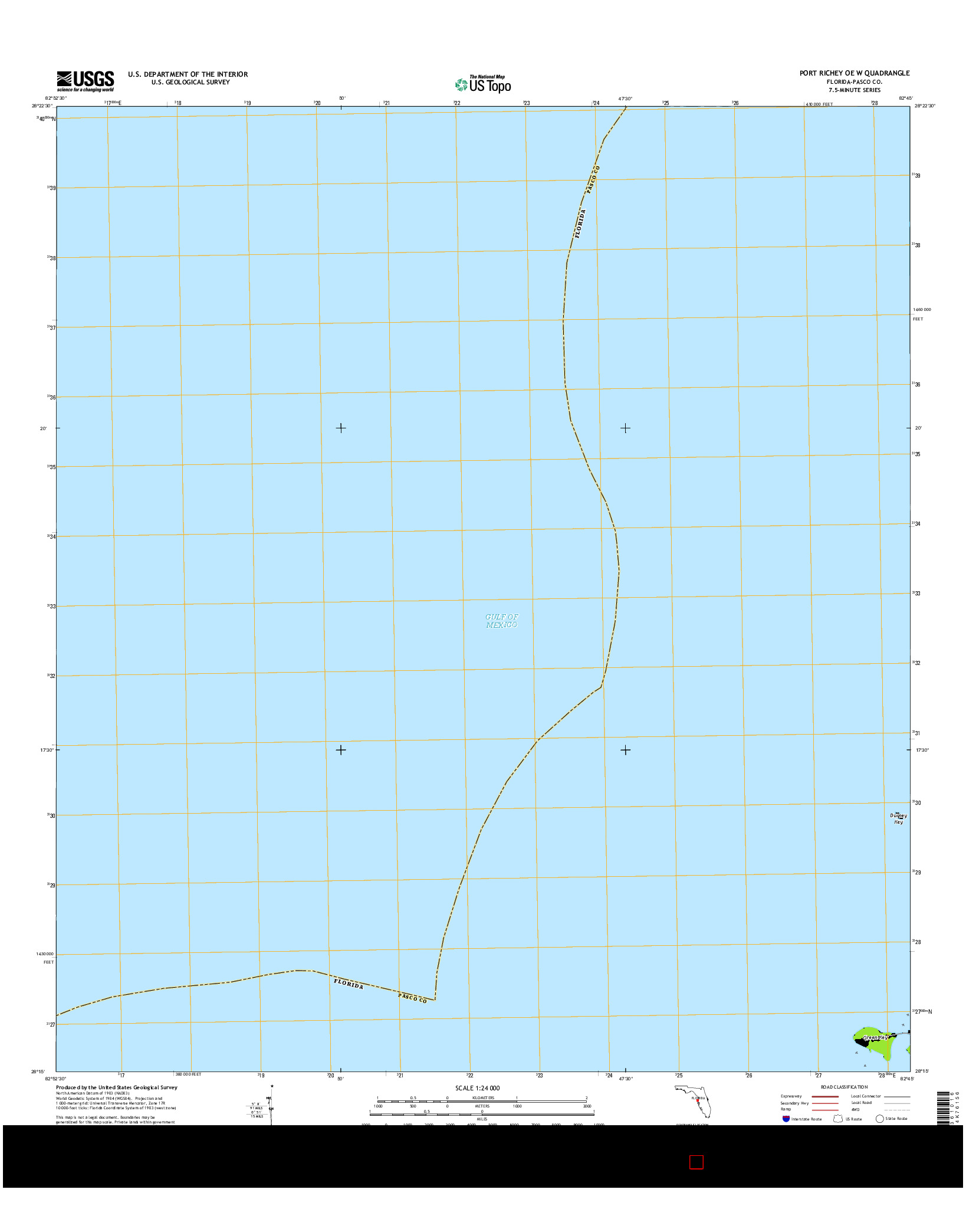 USGS US TOPO 7.5-MINUTE MAP FOR PORT RICHEY OE W, FL 2015