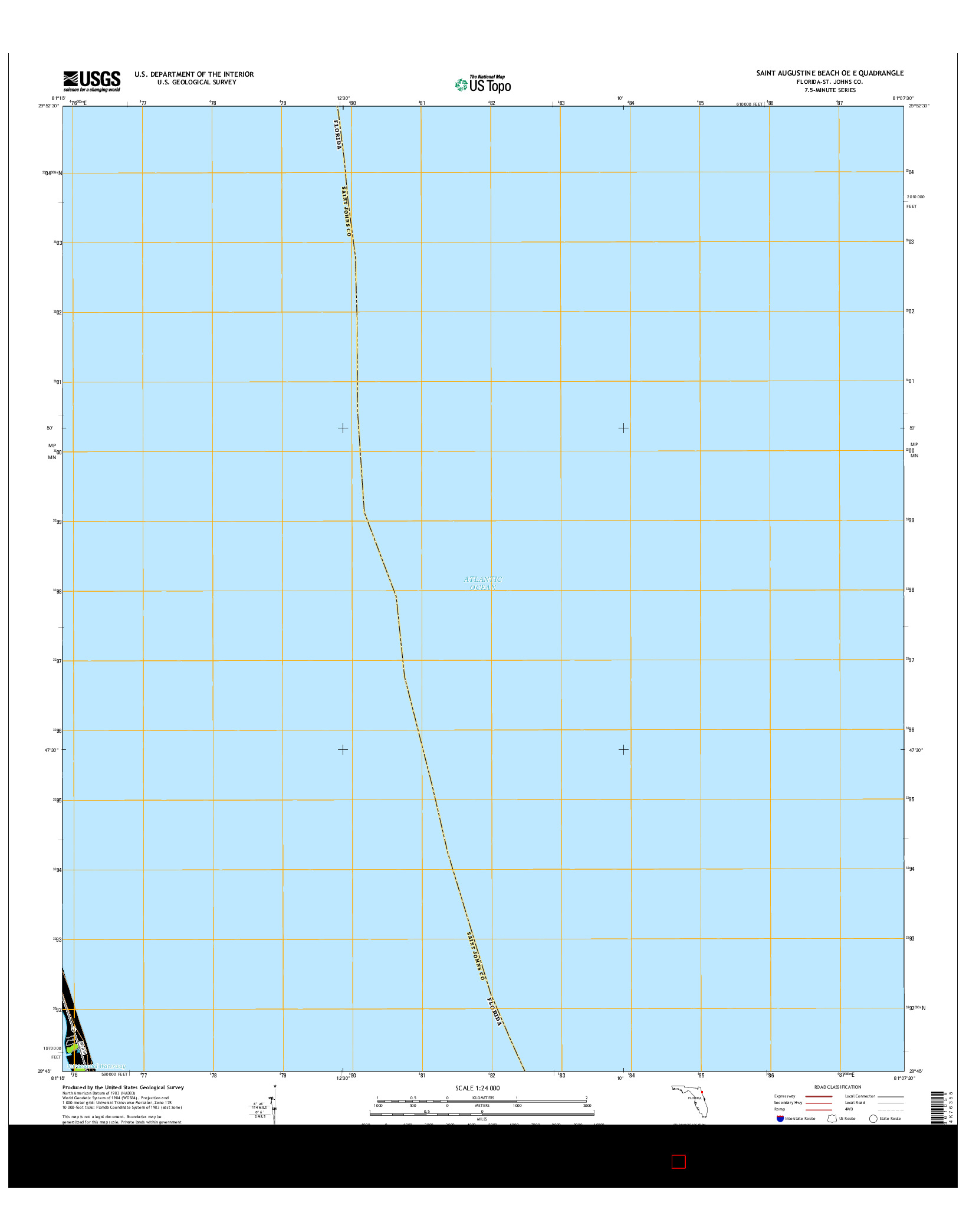 USGS US TOPO 7.5-MINUTE MAP FOR SAINT AUGUSTINE BEACH OE E, FL 2015