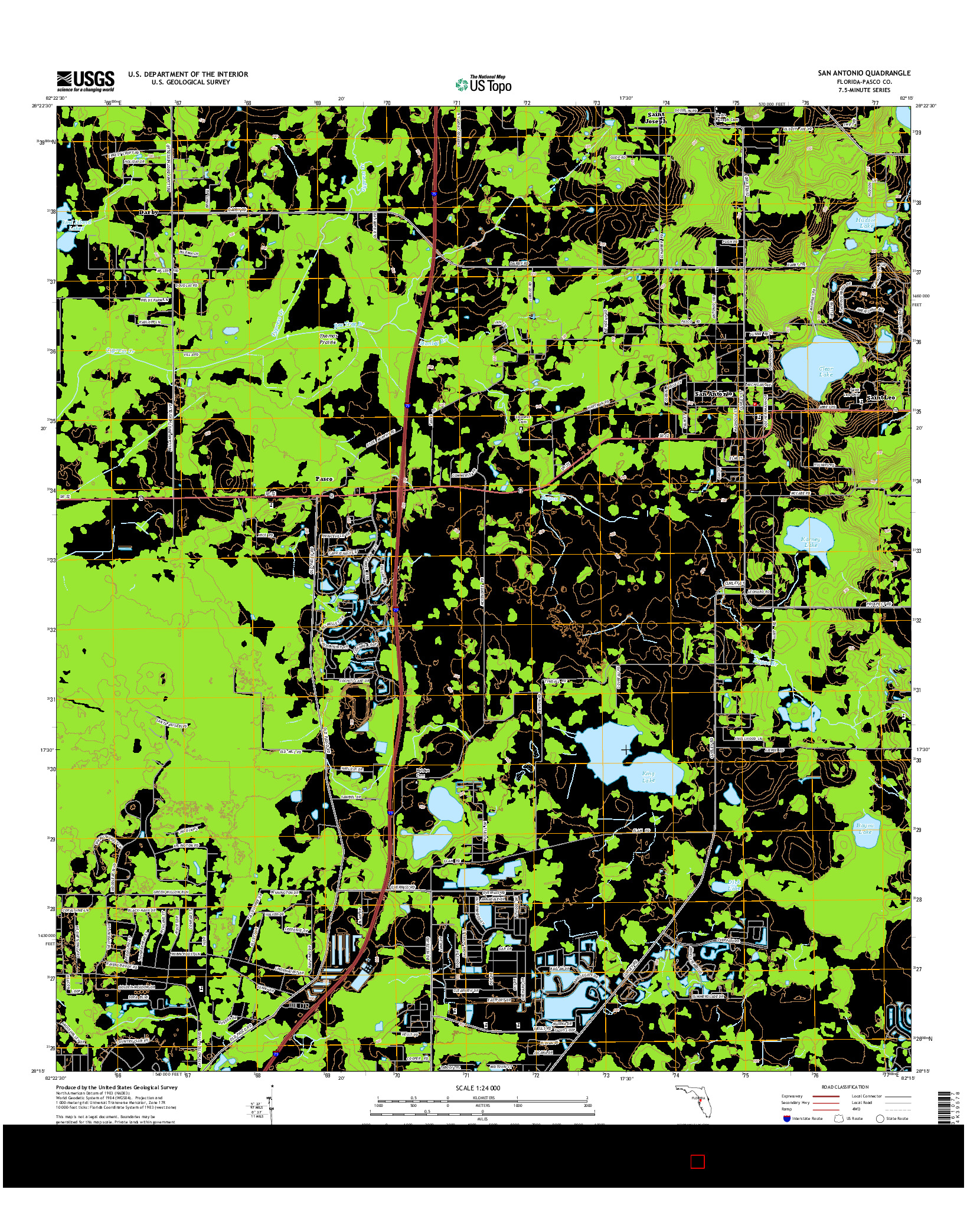 USGS US TOPO 7.5-MINUTE MAP FOR SAN ANTONIO, FL 2015