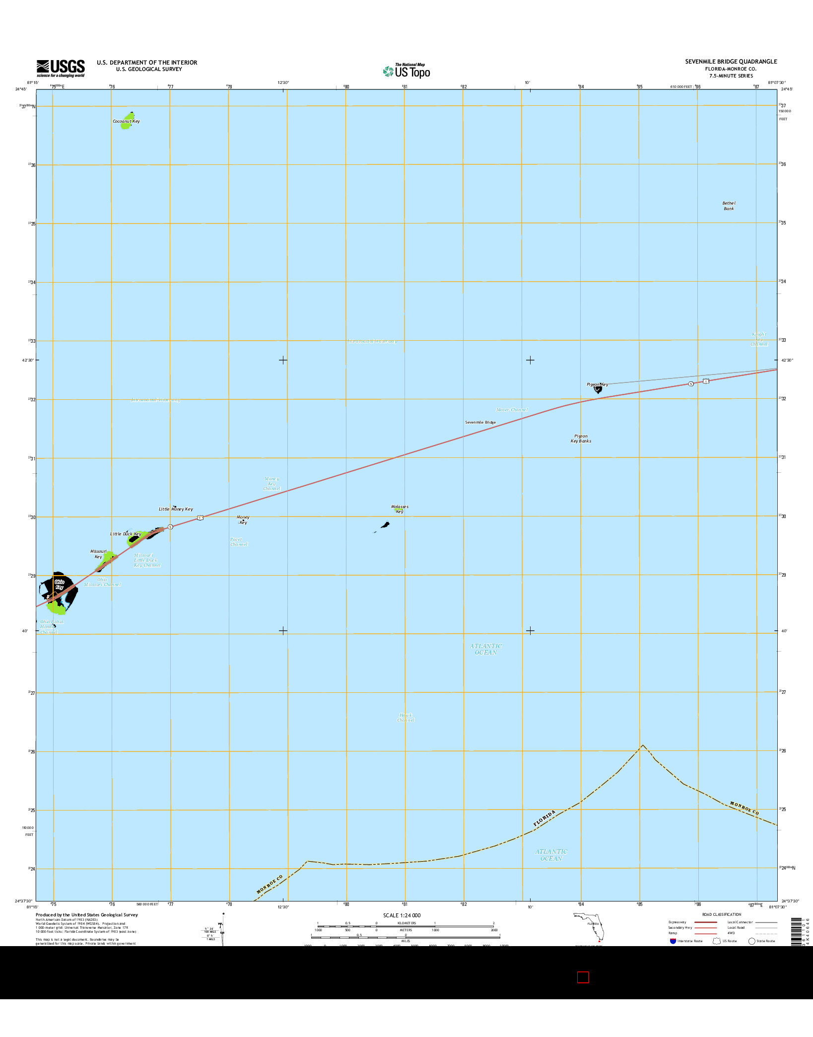 USGS US TOPO 7.5-MINUTE MAP FOR SEVENMILE BRIDGE, FL 2015