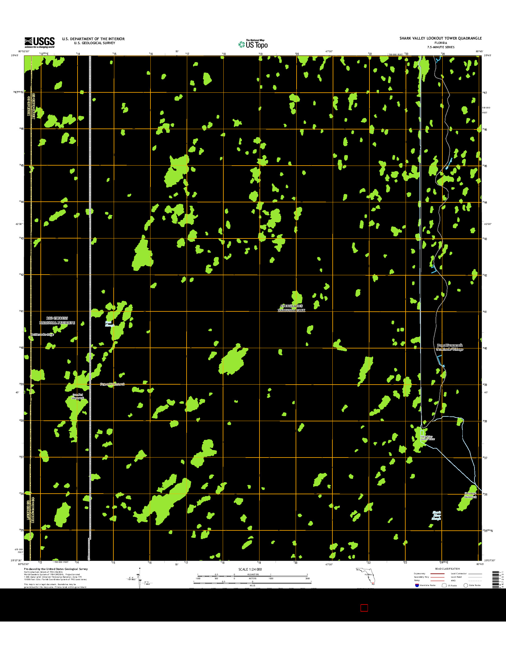 USGS US TOPO 7.5-MINUTE MAP FOR SHARK VALLEY LOOKOUT TOWER, FL 2015