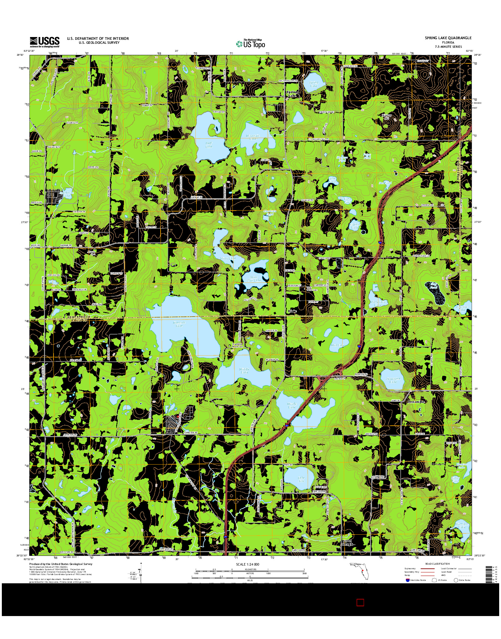 USGS US TOPO 7.5-MINUTE MAP FOR SPRING LAKE, FL 2015