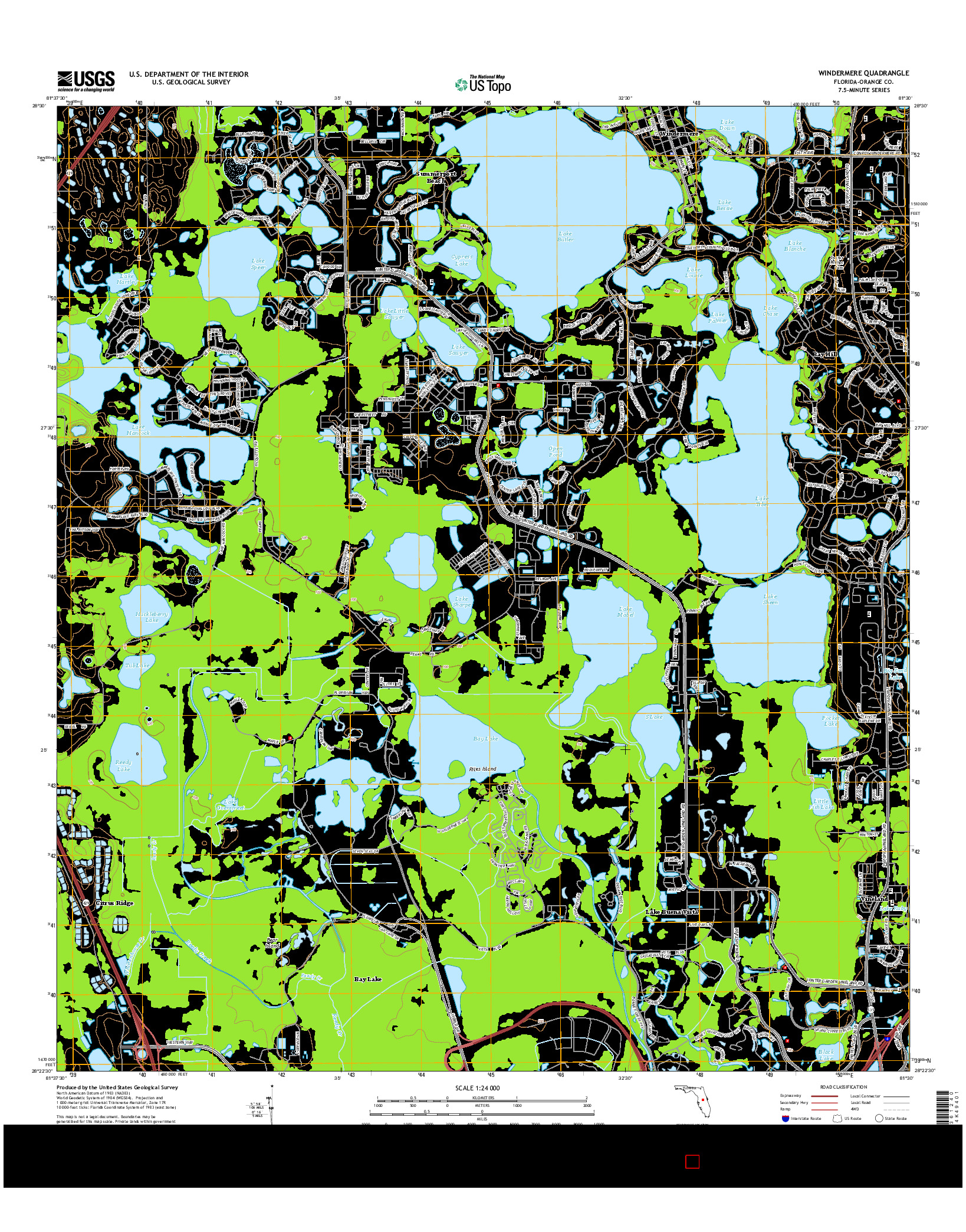 USGS US TOPO 7.5-MINUTE MAP FOR WINDERMERE, FL 2015