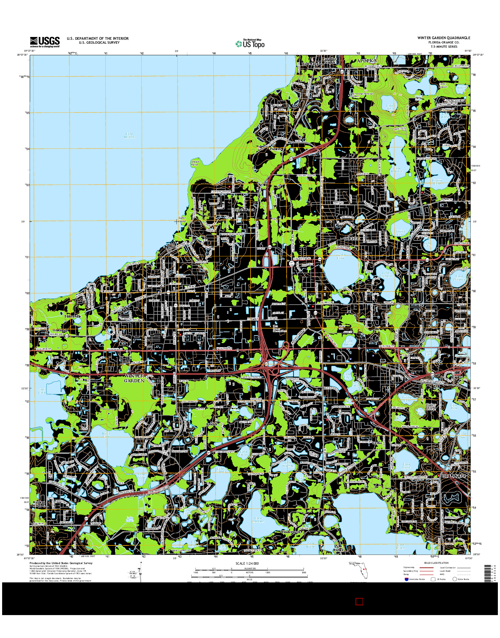 USGS US TOPO 7.5-MINUTE MAP FOR WINTER GARDEN, FL 2015