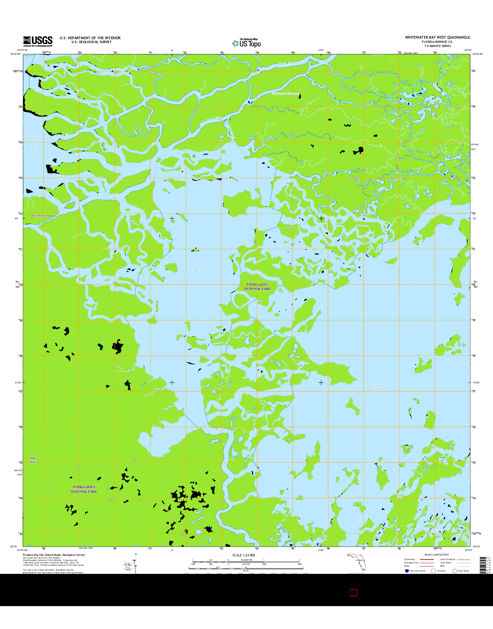 USGS US TOPO 7.5-MINUTE MAP FOR WHITEWATER BAY WEST, FL 2015