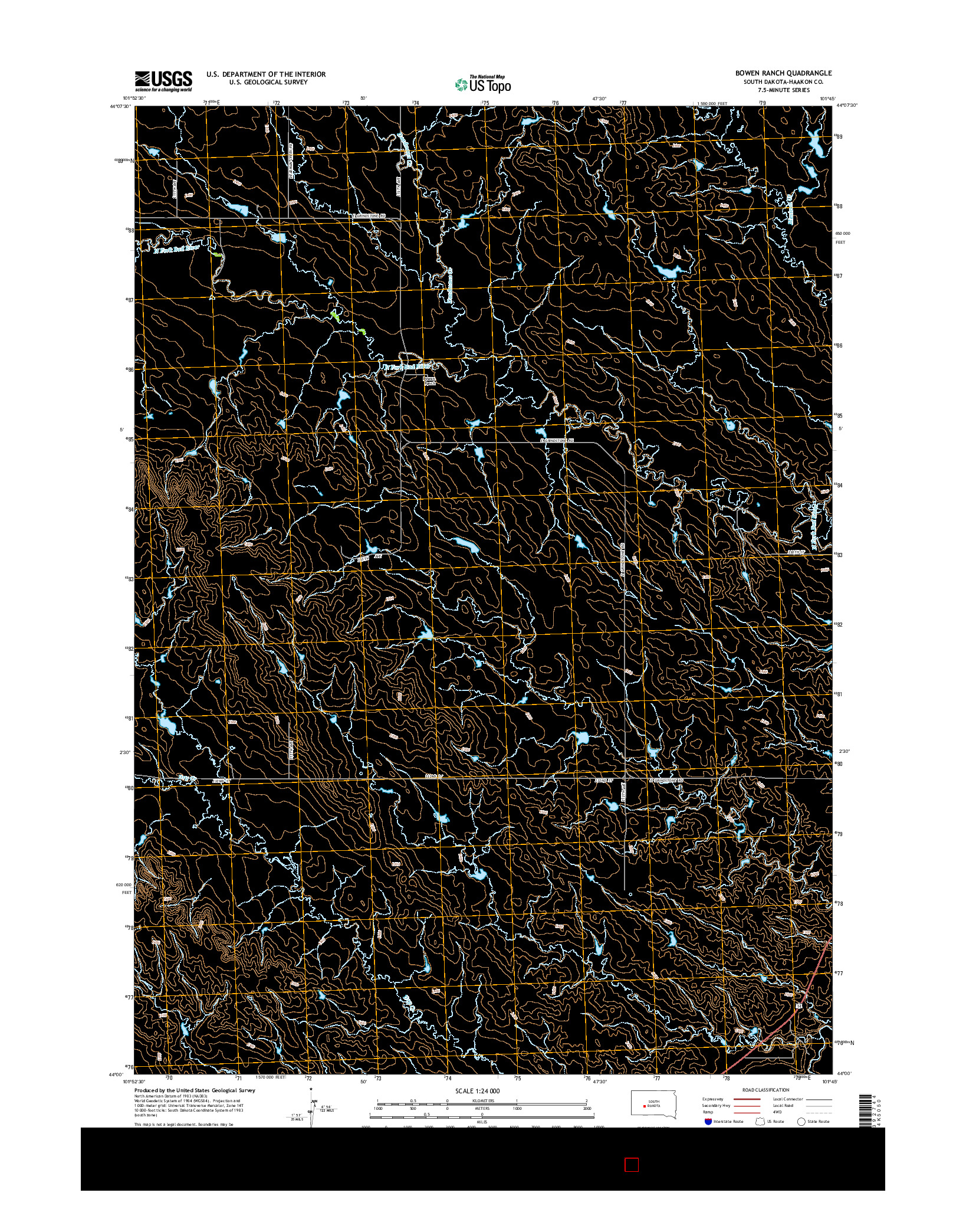 USGS US TOPO 7.5-MINUTE MAP FOR BOWEN RANCH, SD 2015