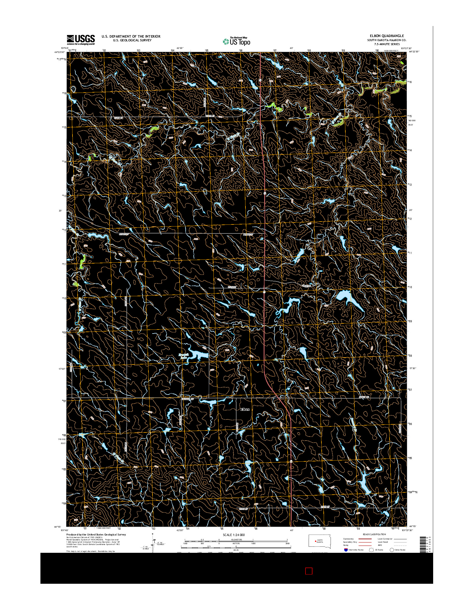 USGS US TOPO 7.5-MINUTE MAP FOR ELBON, SD 2015