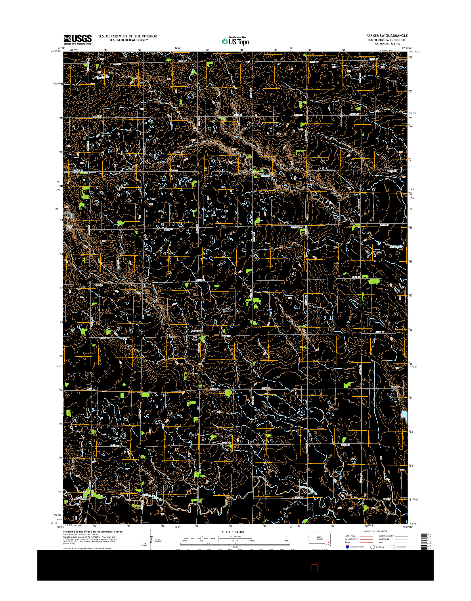 USGS US TOPO 7.5-MINUTE MAP FOR PARKER SW, SD 2015