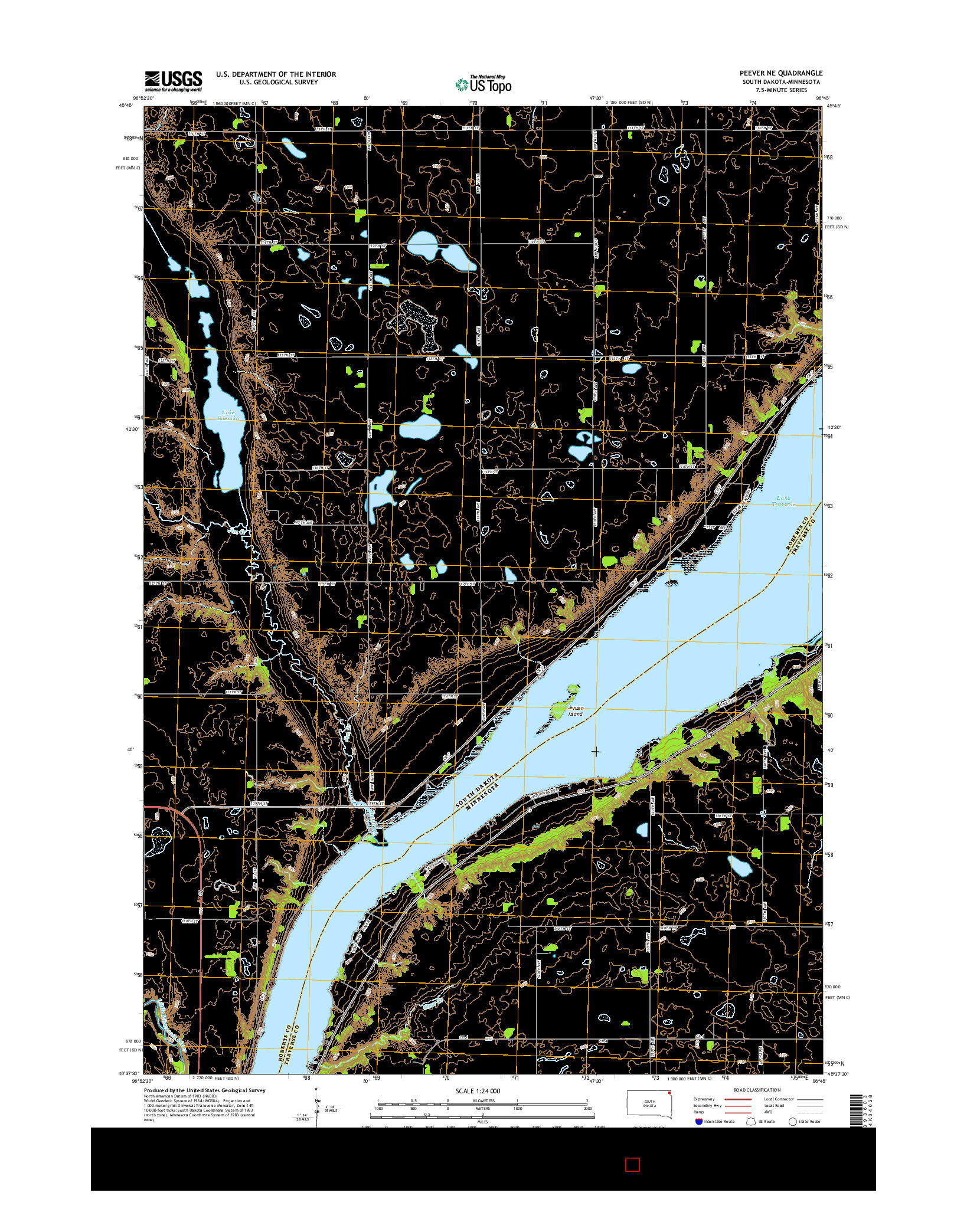 USGS US TOPO 7.5-MINUTE MAP FOR PEEVER NE, SD-MN 2015