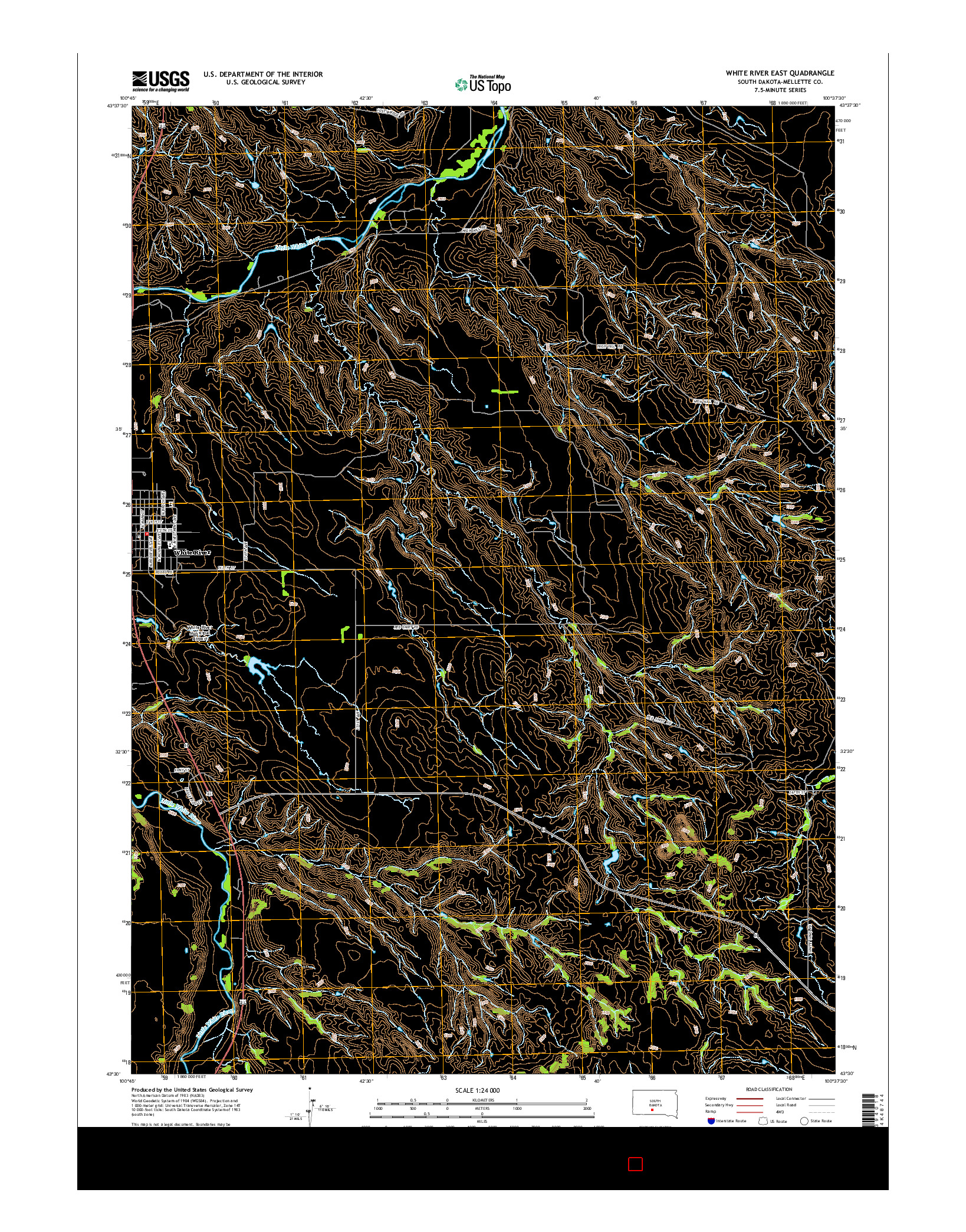 USGS US TOPO 7.5-MINUTE MAP FOR WHITE RIVER EAST, SD 2015