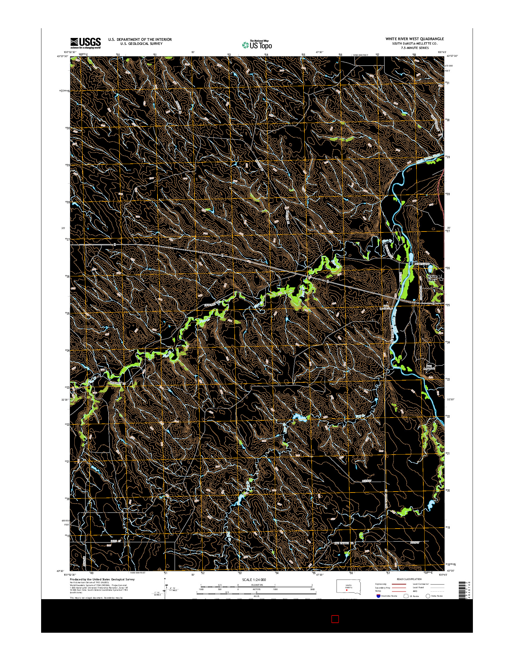 USGS US TOPO 7.5-MINUTE MAP FOR WHITE RIVER WEST, SD 2015