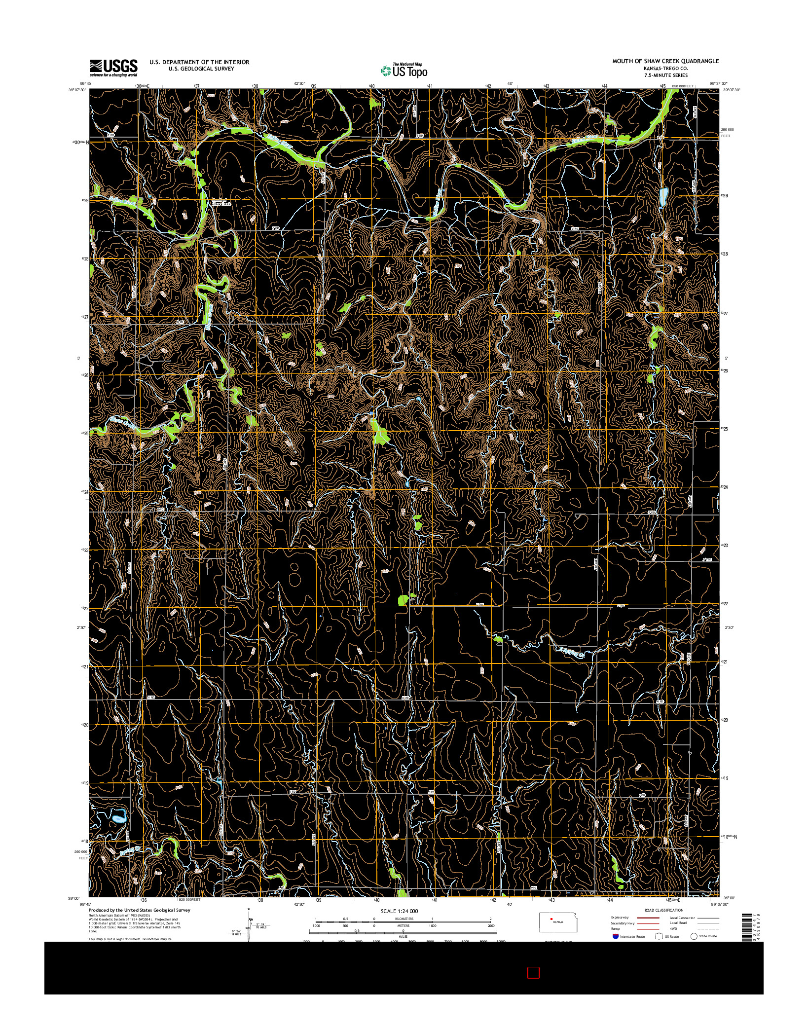 USGS US TOPO 7.5-MINUTE MAP FOR MOUTH OF SHAW CREEK, KS 2016