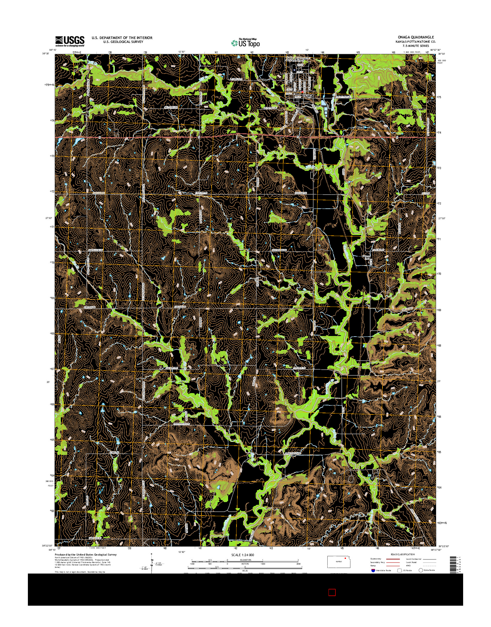 USGS US TOPO 7.5-MINUTE MAP FOR ONAGA, KS 2016