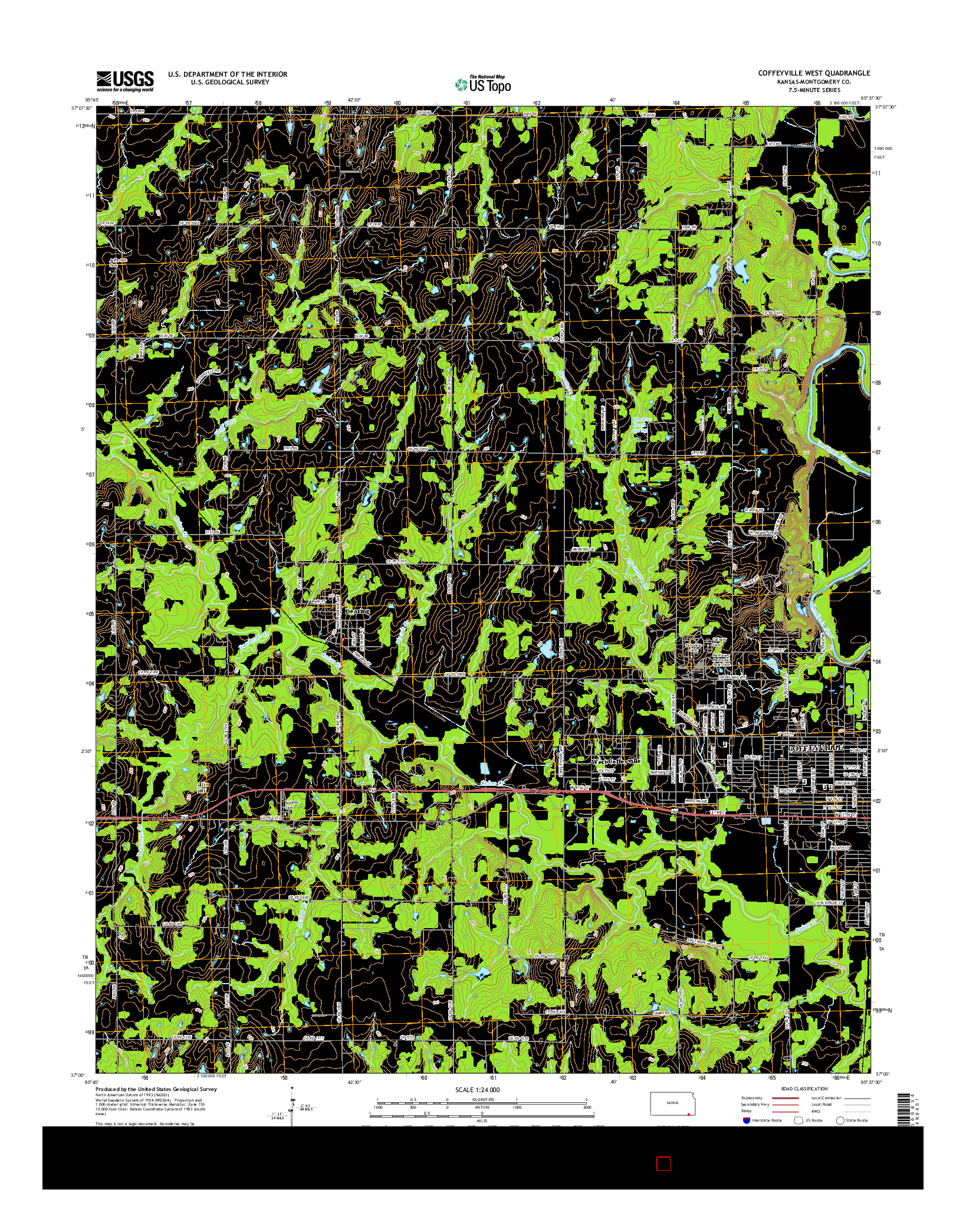 USGS US TOPO 7.5-MINUTE MAP FOR COFFEYVILLE WEST, KS 2016