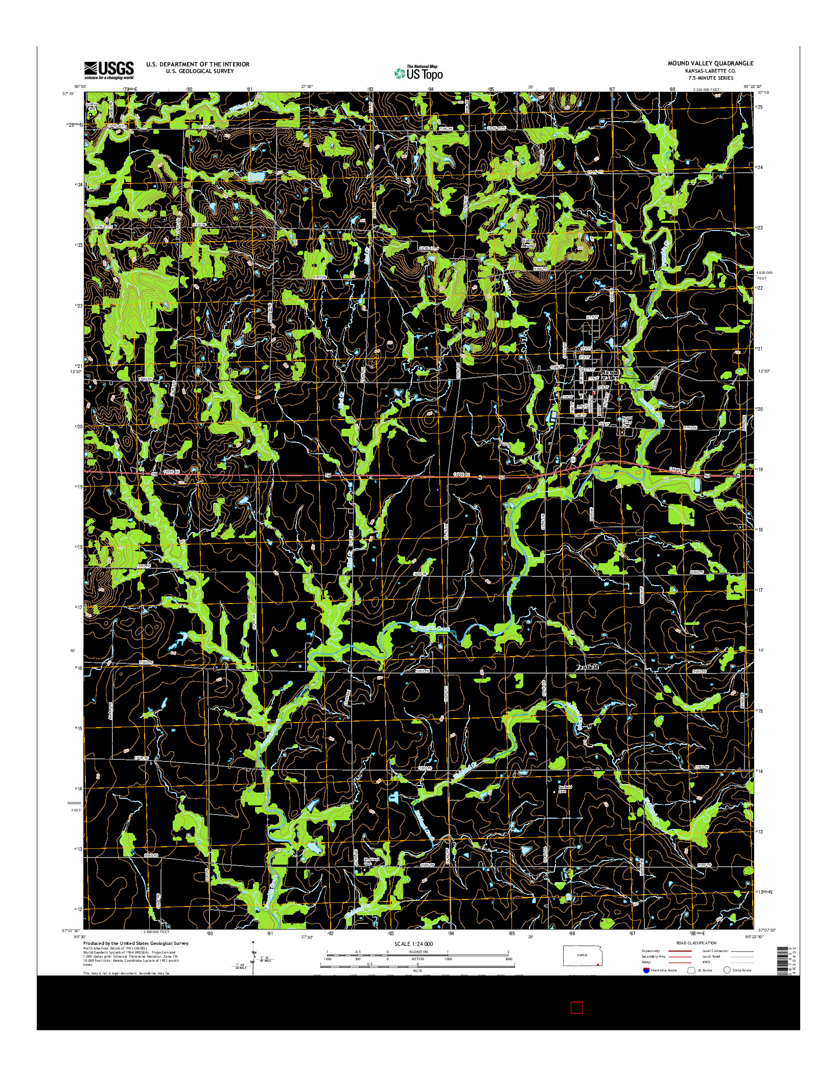 USGS US TOPO 7.5-MINUTE MAP FOR MOUND VALLEY, KS 2016