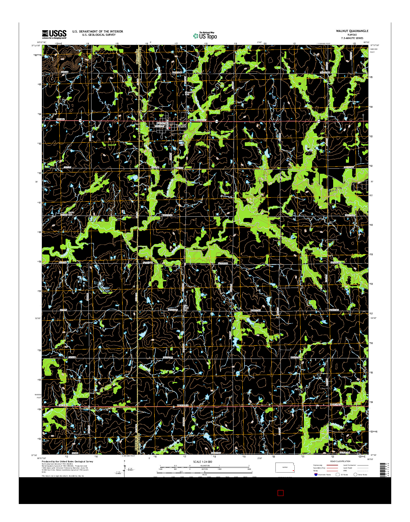 USGS US TOPO 7.5-MINUTE MAP FOR WALNUT, KS 2016