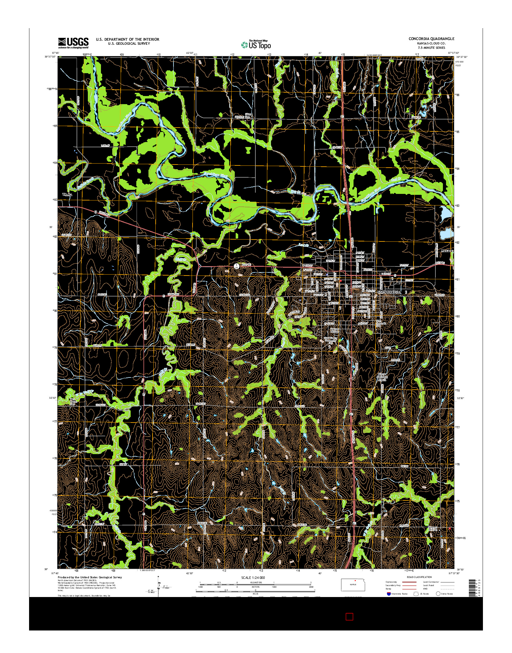 USGS US TOPO 7.5-MINUTE MAP FOR CONCORDIA, KS 2016