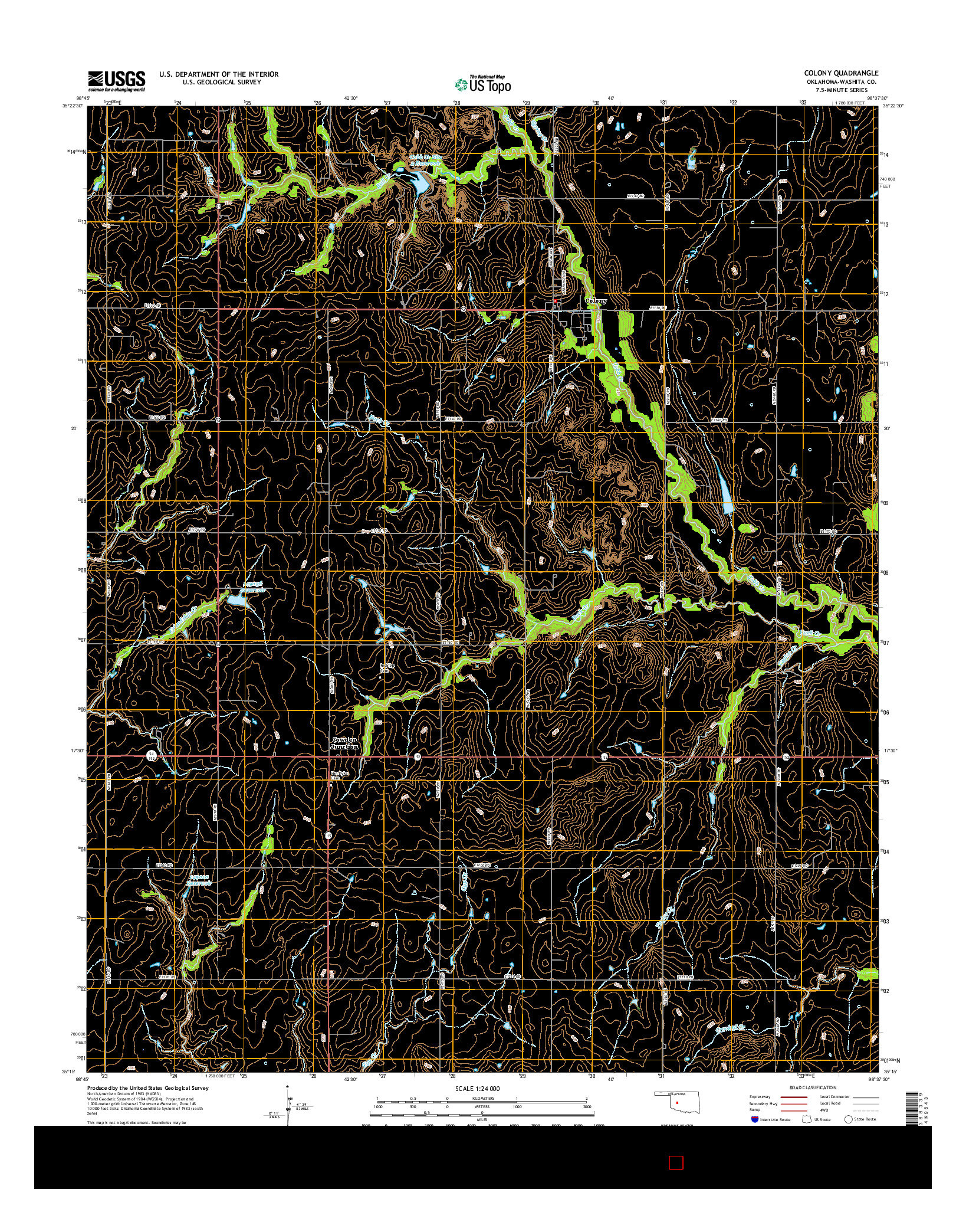 USGS US TOPO 7.5-MINUTE MAP FOR COLONY, OK 2016