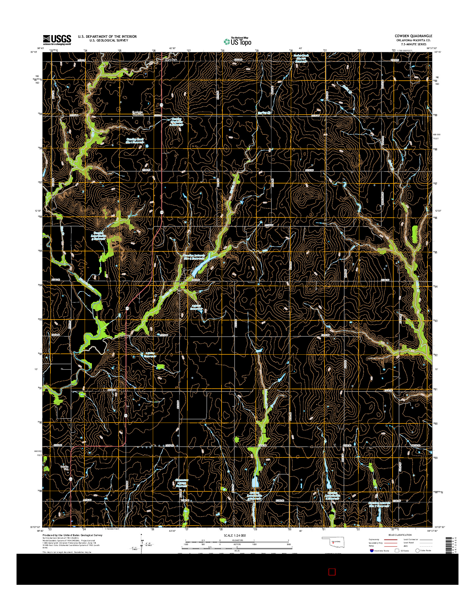 USGS US TOPO 7.5-MINUTE MAP FOR COWDEN, OK 2016