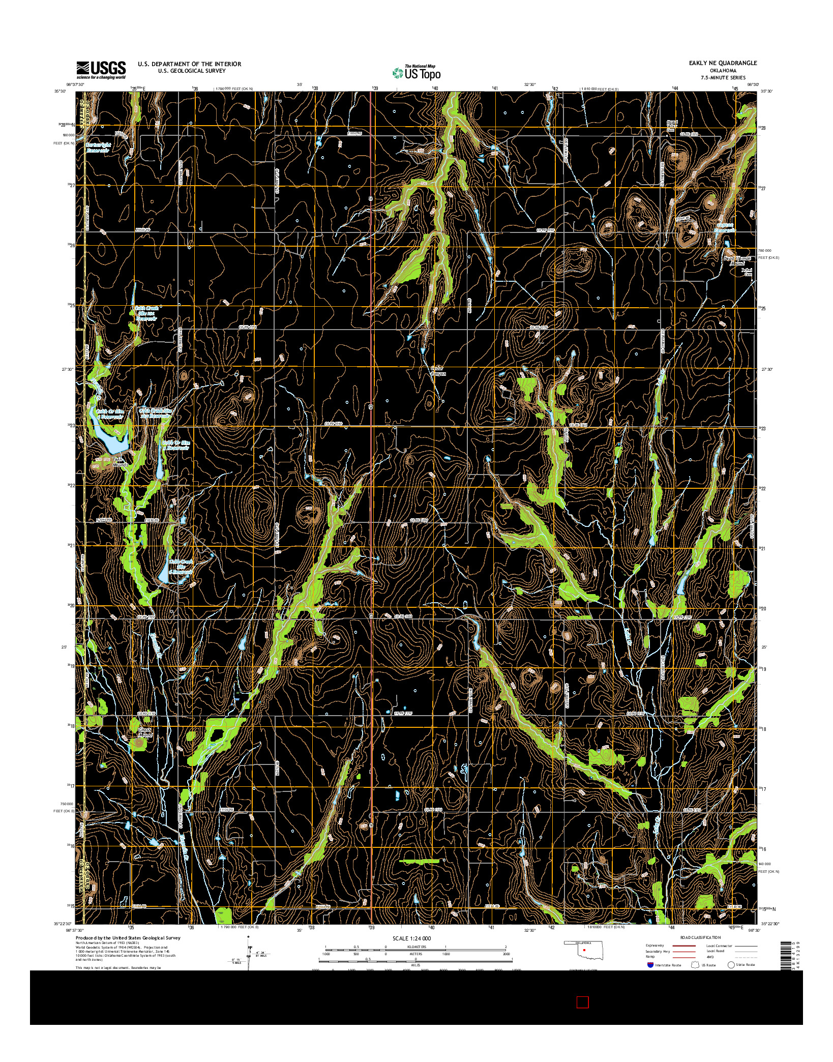 USGS US TOPO 7.5-MINUTE MAP FOR EAKLY NE, OK 2016